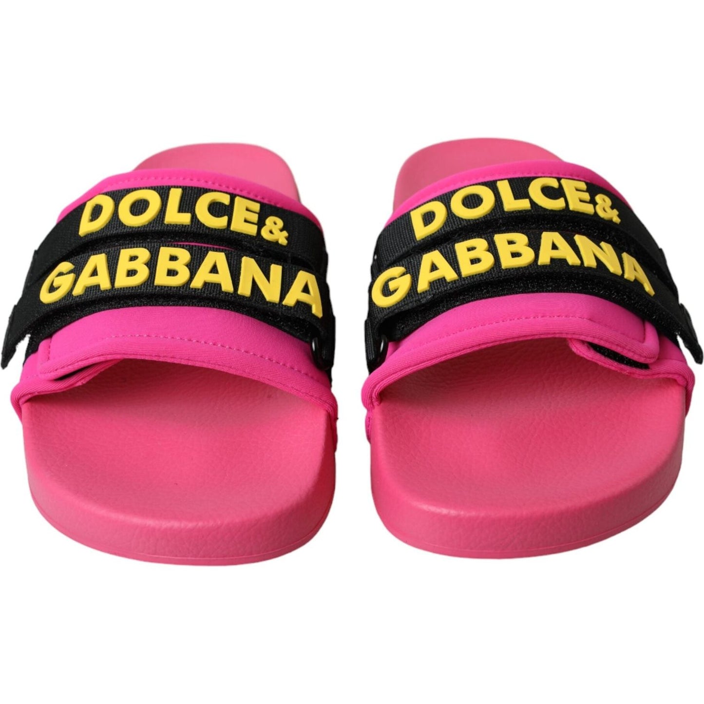 Dolce & Gabbana Pink Black Logo Beachwear Flats Sandals Shoes Dolce & Gabbana Pale Violet Red