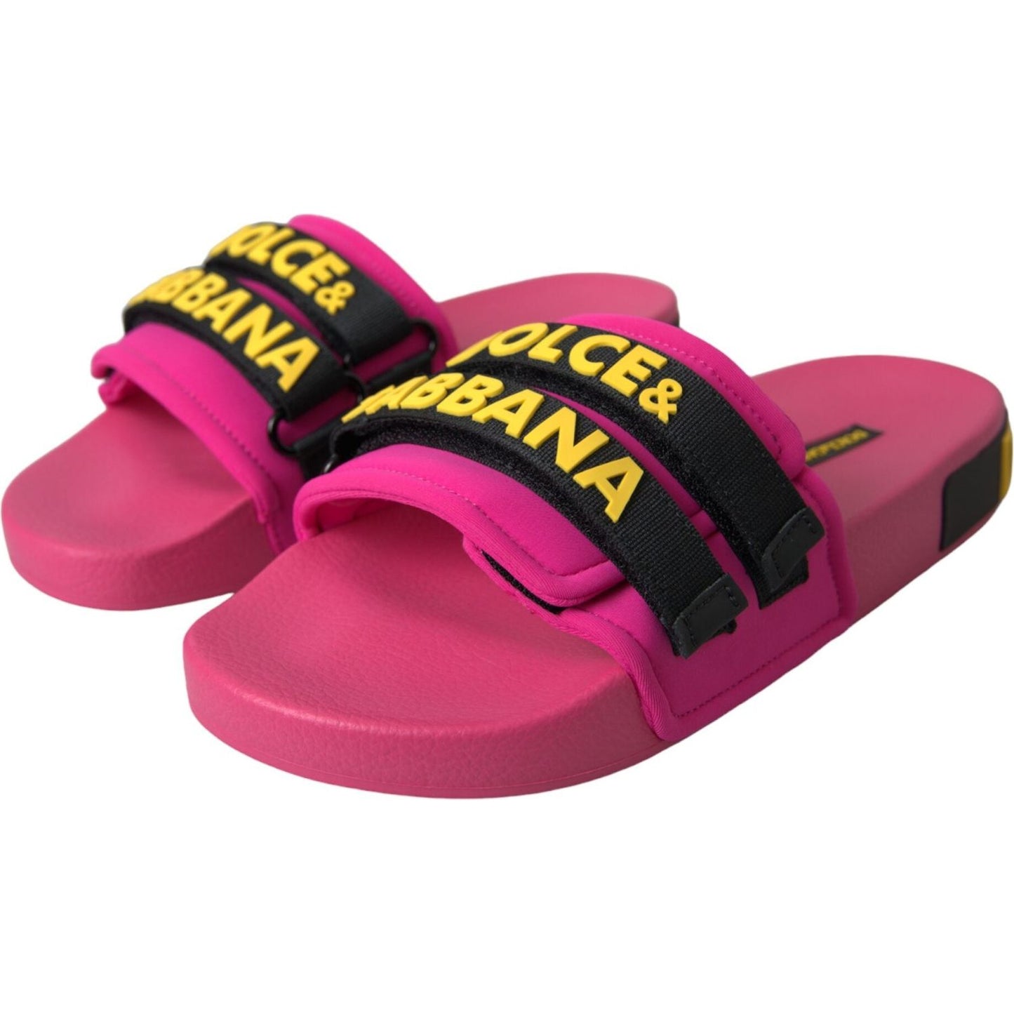 Dolce & Gabbana Pink Black Logo Beachwear Flats Sandals Shoes Dolce & Gabbana Maroon