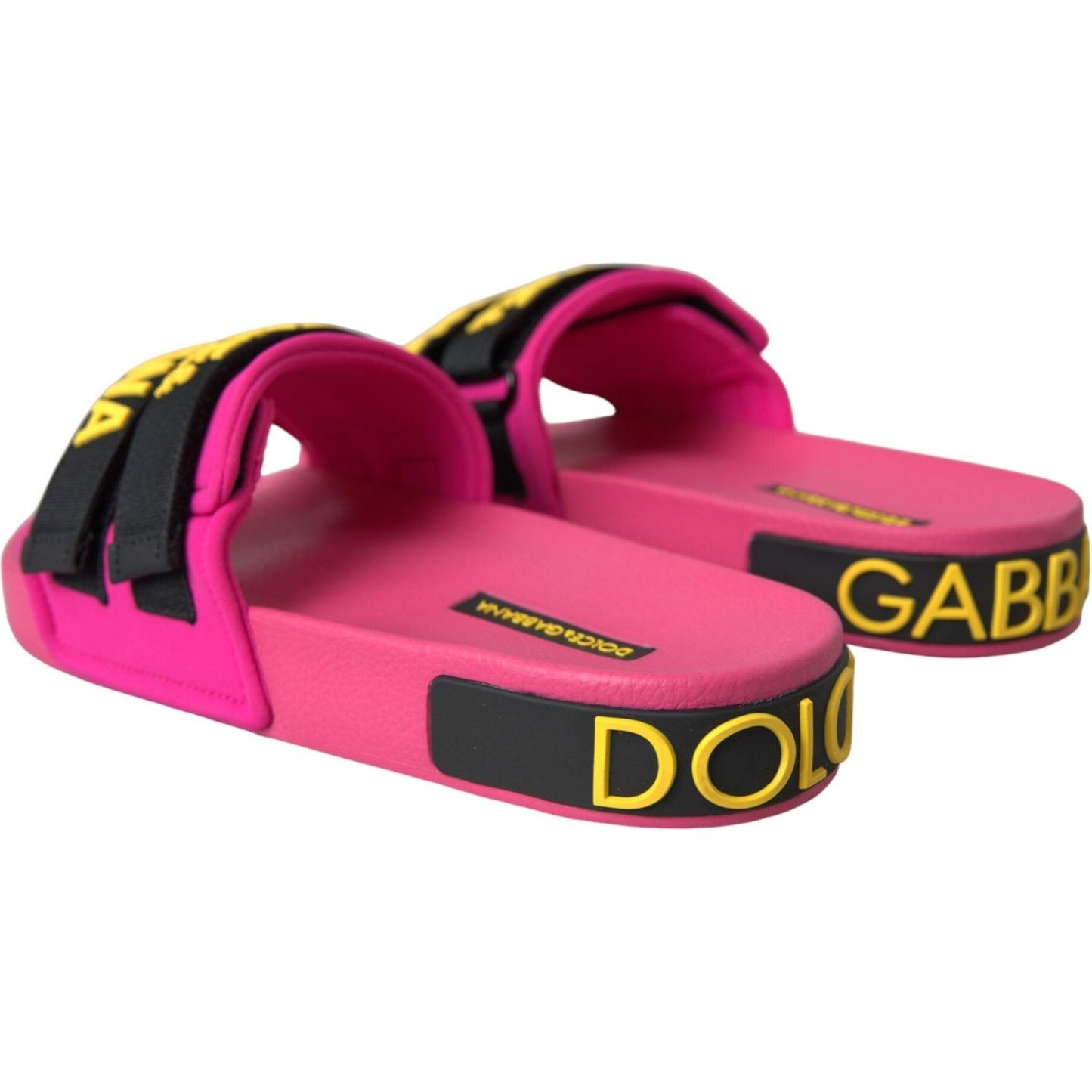 Dolce & Gabbana Pink Black Logo Beachwear Flats Sandals Shoes Dolce & Gabbana Maroon