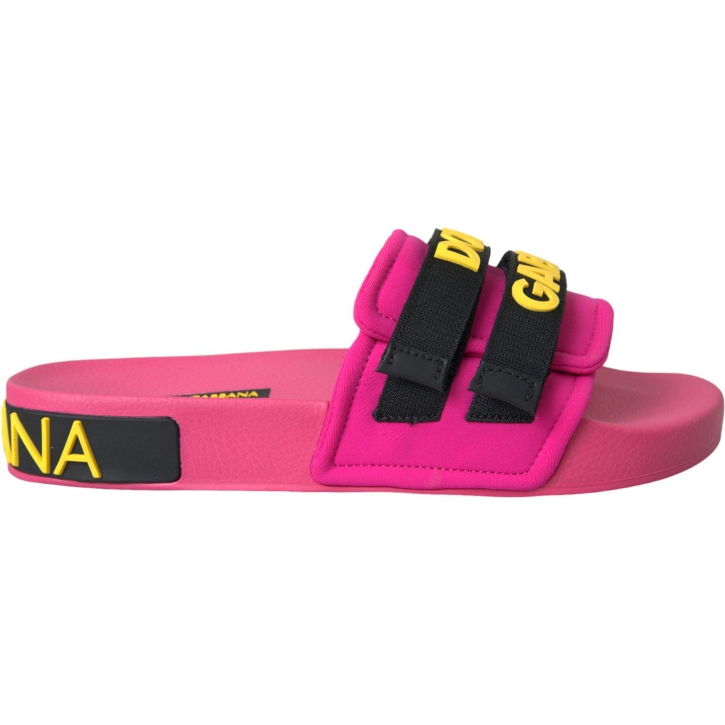 Dolce & Gabbana Pink Black Logo Beachwear Flats Sandals Shoes Dolce & Gabbana Violet Red