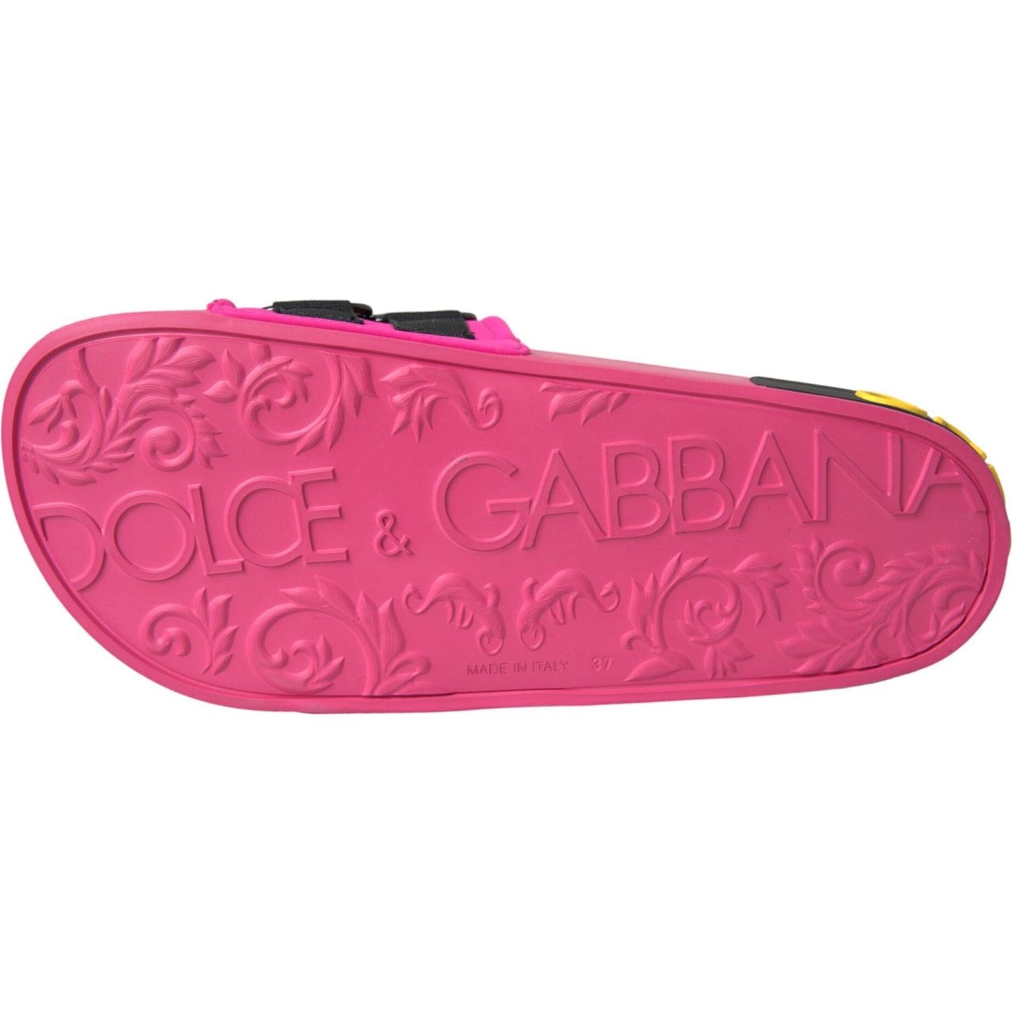 Dolce & Gabbana Pink Black Logo Beachwear Flats Sandals Shoes Dolce & Gabbana Pale Violet Red