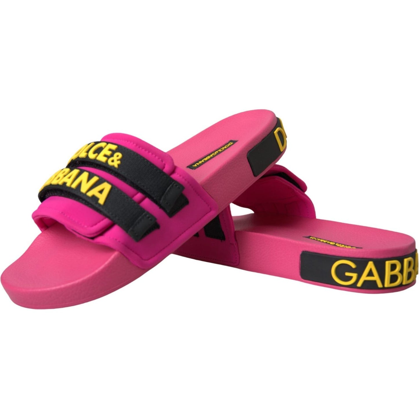 Dolce & Gabbana Pink Black Logo Beachwear Flats Sandals Shoes Dolce & Gabbana Maroon