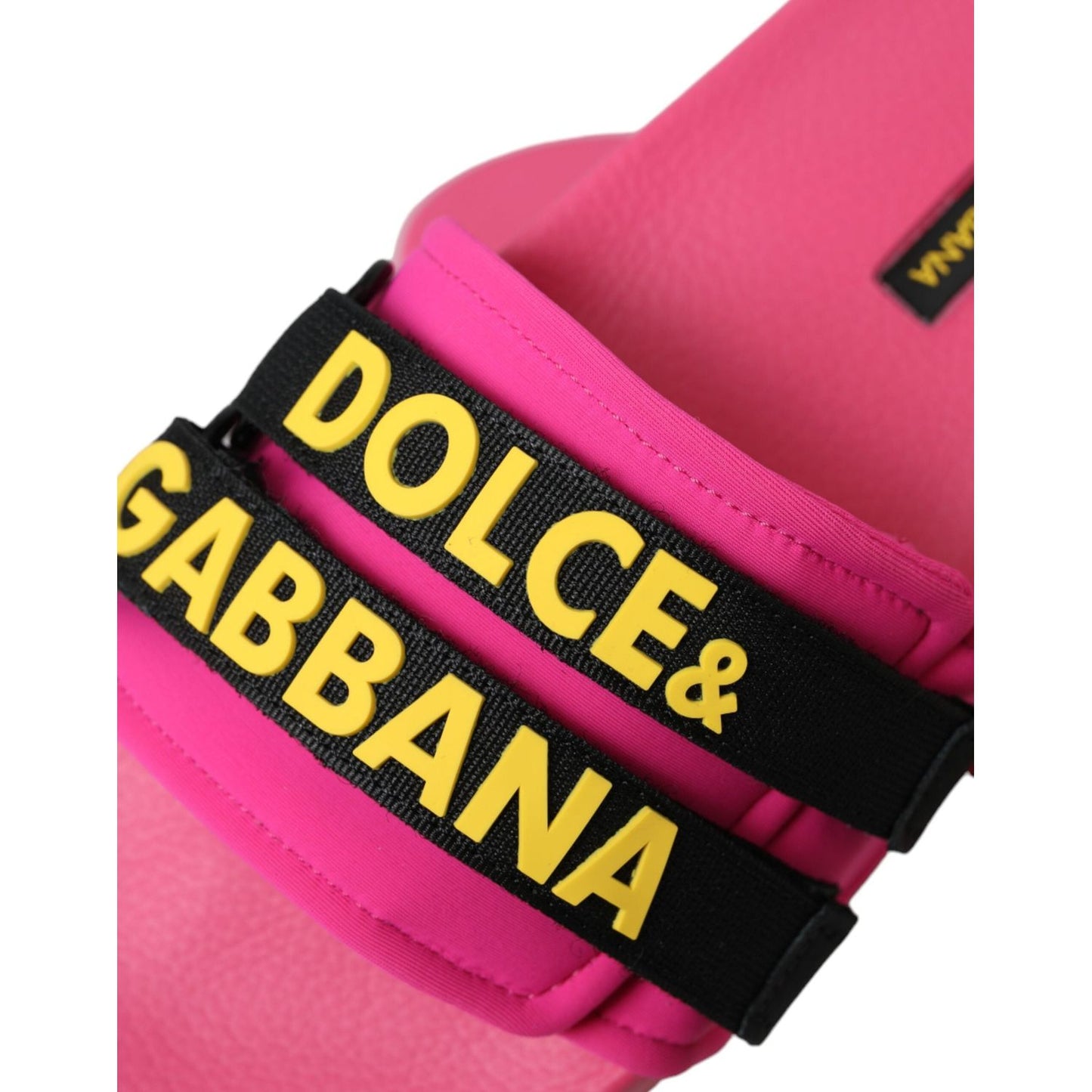 Dolce & Gabbana Pink Black Logo Beachwear Flats Sandals Shoes Dolce & Gabbana Violet Red