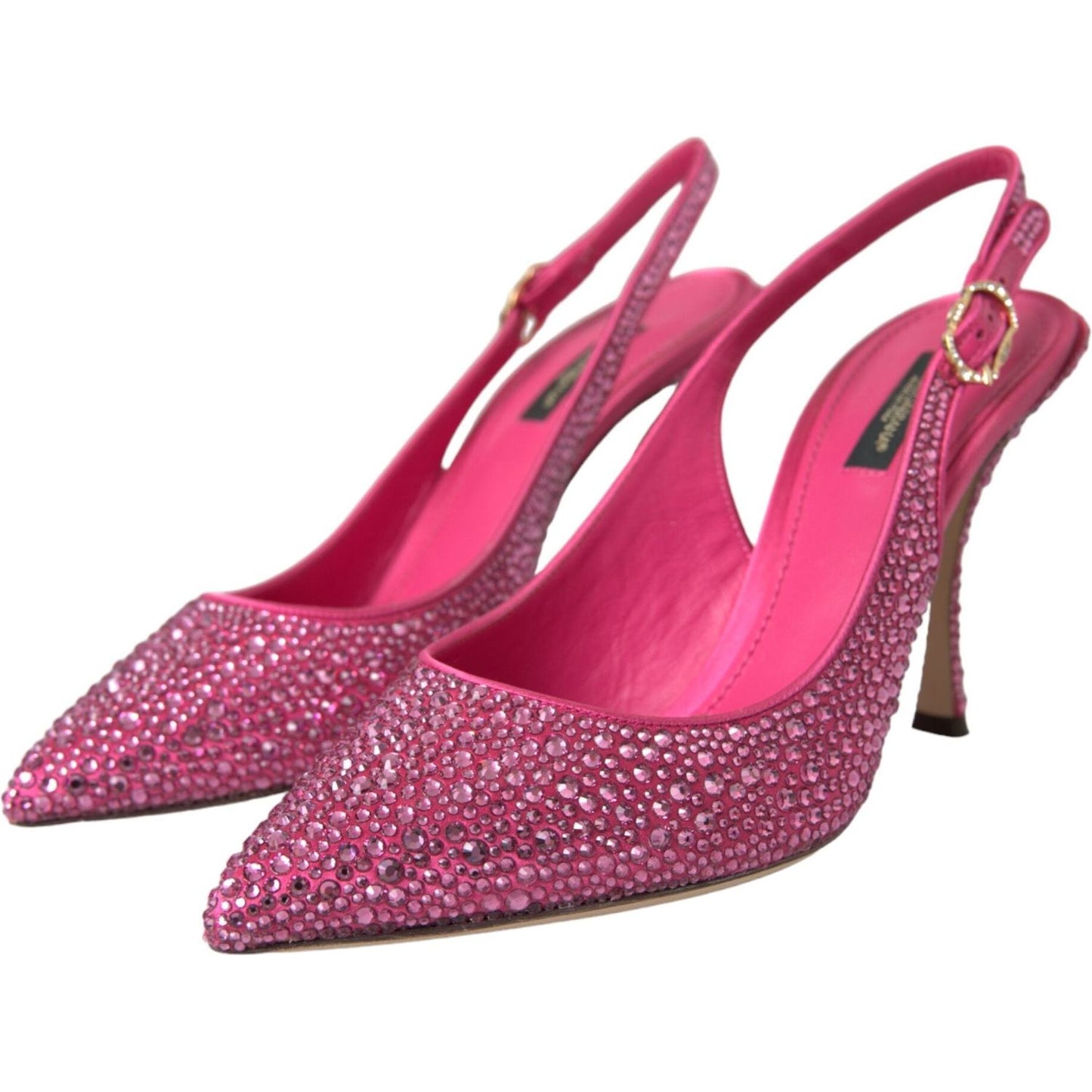 Dolce & Gabbana Pink Strass Crystal Heels Slingbacks Shoes Dolce & Gabbana Maroon