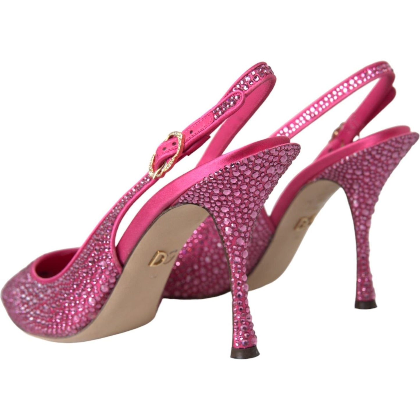 Dolce & Gabbana Pink Strass Crystal Heels Slingbacks Shoes Dolce & Gabbana Maroon