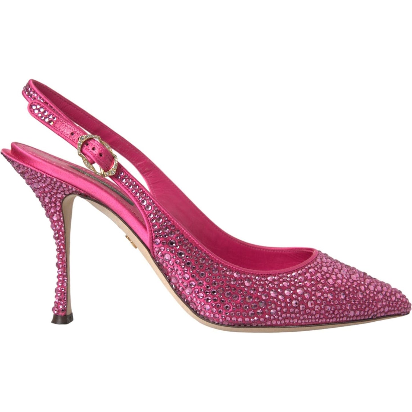 Dolce & Gabbana Pink Strass Crystal Heels Slingbacks Shoes Dolce & Gabbana Maroon