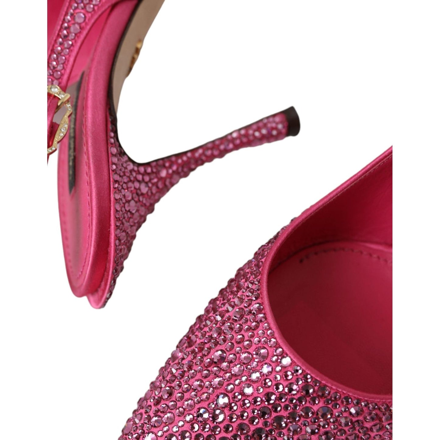 Dolce & Gabbana Pink Strass Crystal Heels Slingbacks Shoes Dolce & Gabbana Brown