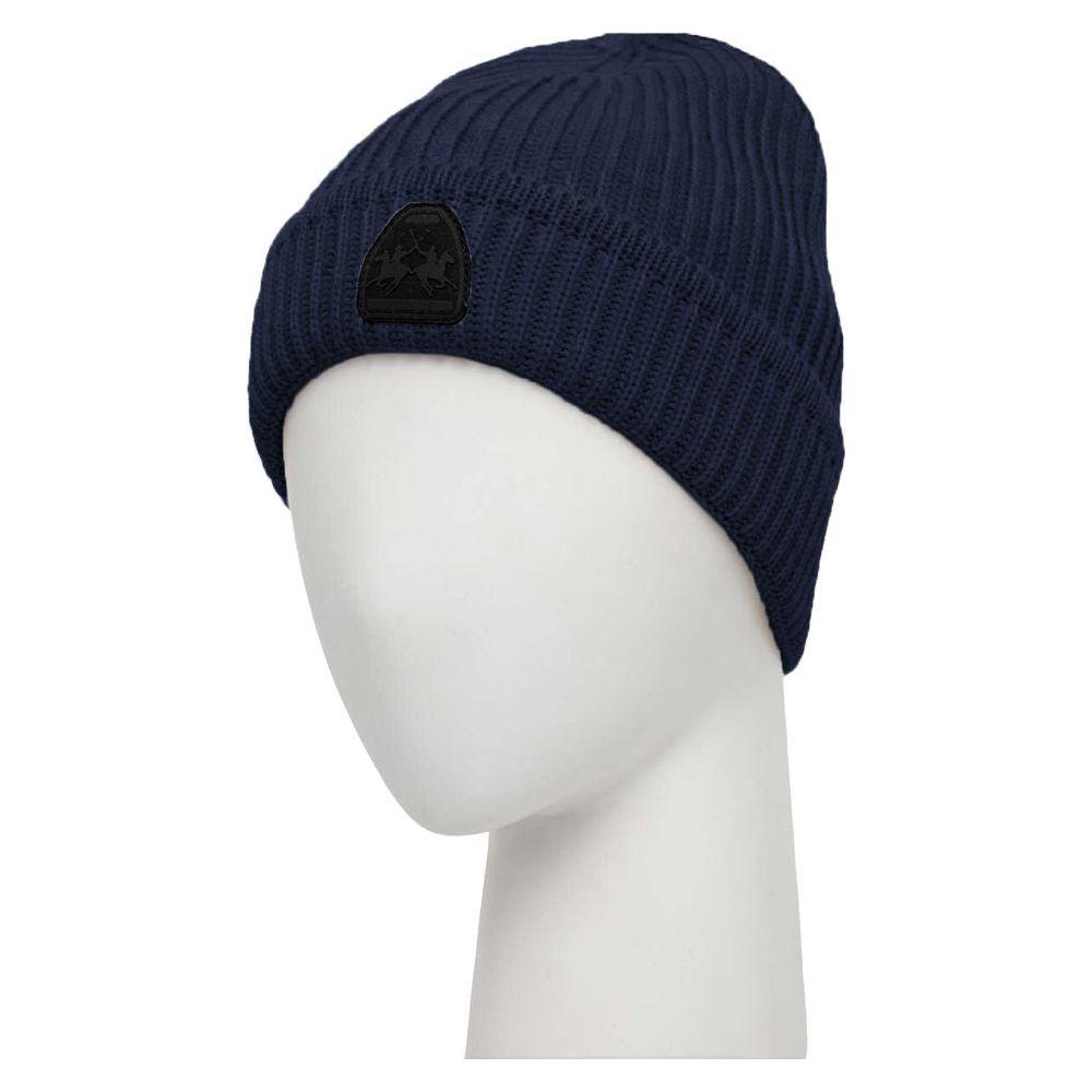 La Martina Blue Acrylic Men Beanie La Martina Light Gray