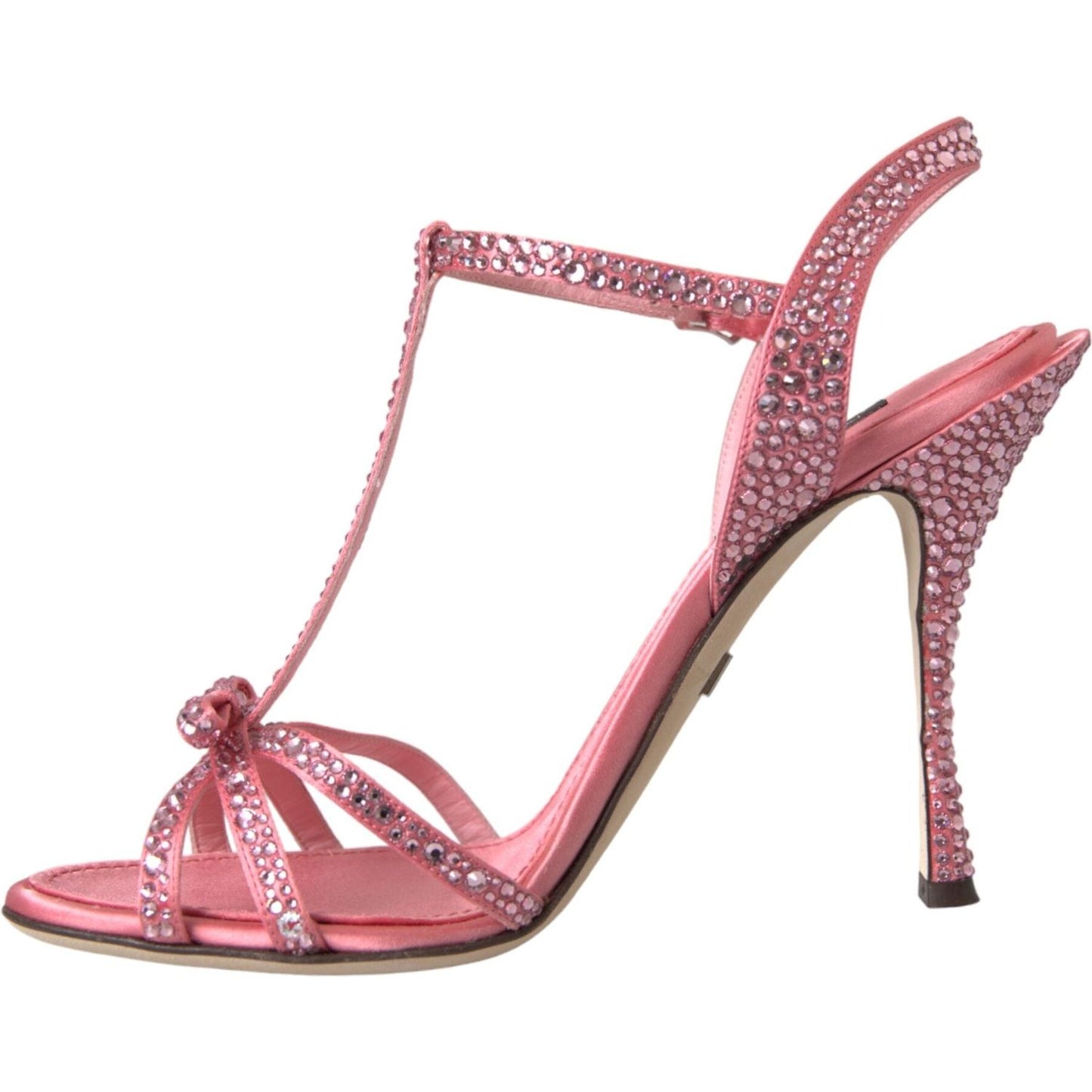 Dolce & Gabbana Pink Strass Ankle Strap Heels Sandals Shoes Dolce & Gabbana Rosy Brown