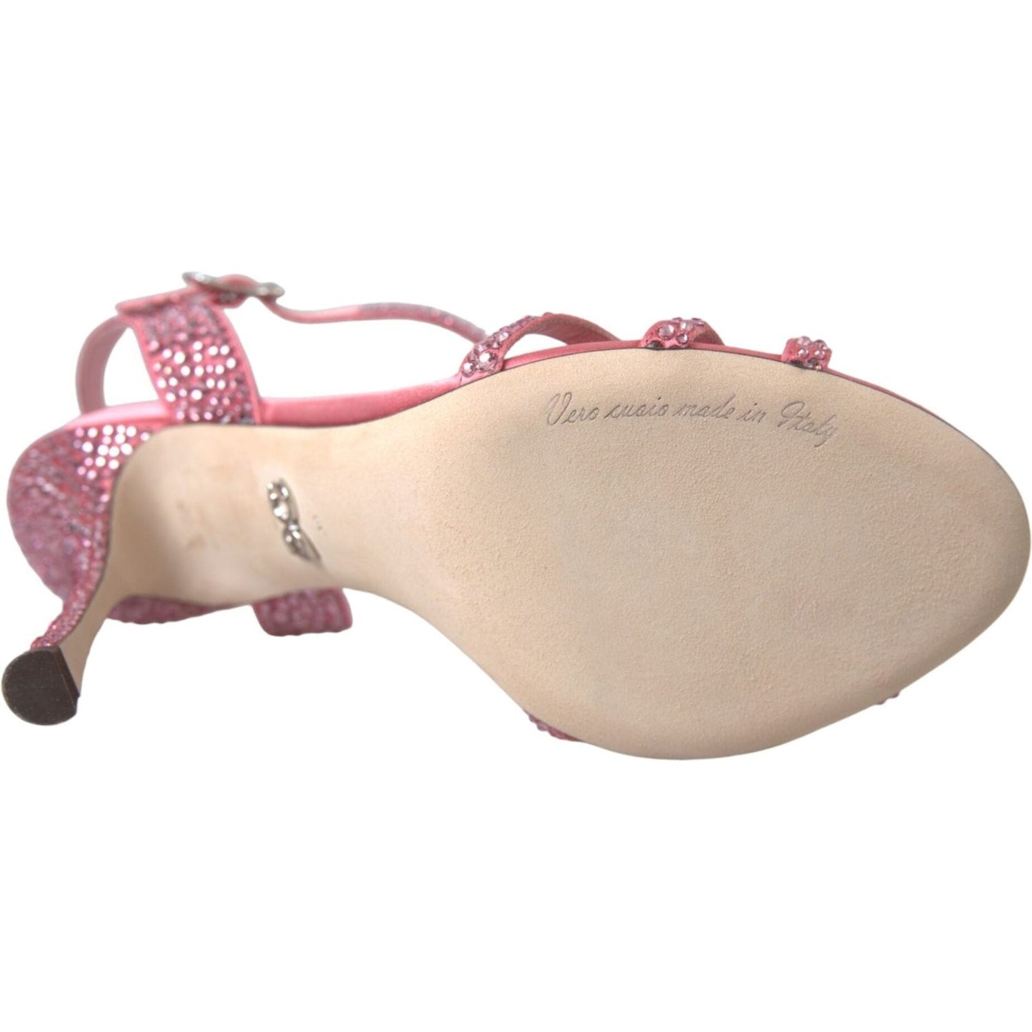Dolce & Gabbana Pink Strass Ankle Strap Heels Sandals Shoes Dolce & Gabbana Tan