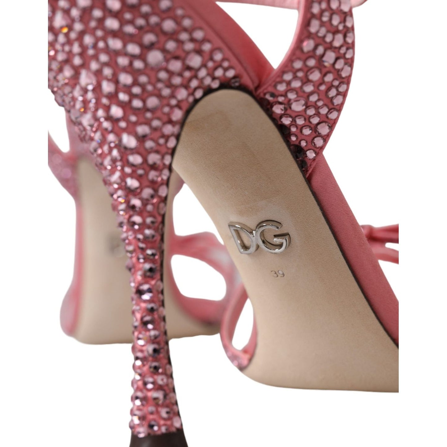 Dolce & Gabbana Pink Strass Ankle Strap Heels Sandals Shoes Dolce & Gabbana Rosy Brown