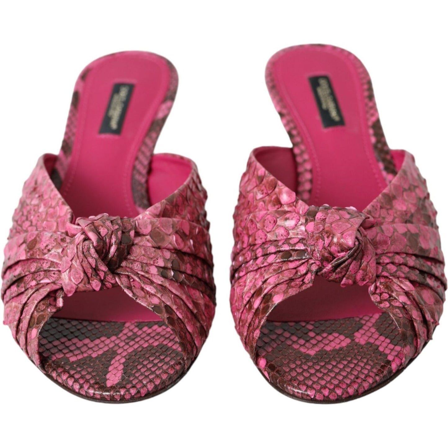 Dolce & Gabbana Pink Exotic Leather Kitten Heels Slides Shoes Dolce & Gabbana Maroon