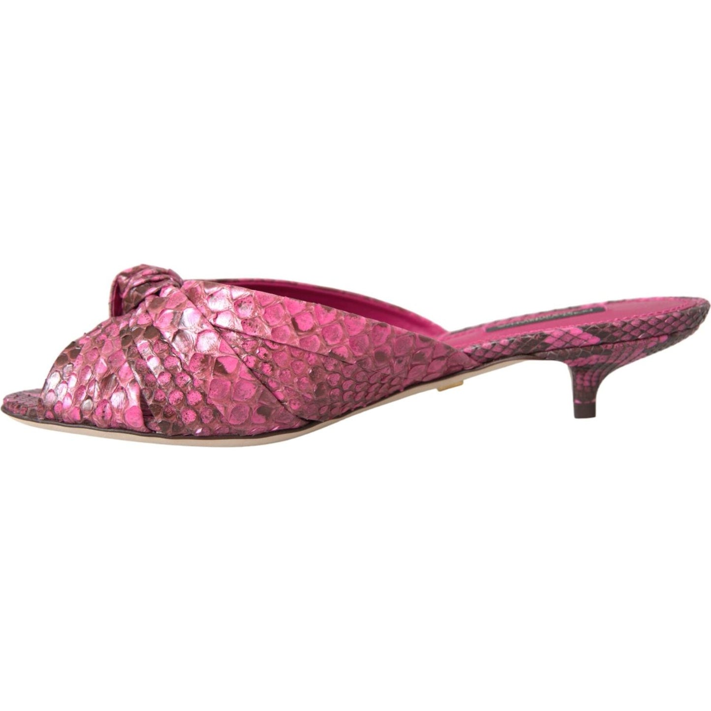 Dolce & Gabbana Pink Exotic Leather Kitten Heels Slides Shoes Dolce & Gabbana Maroon