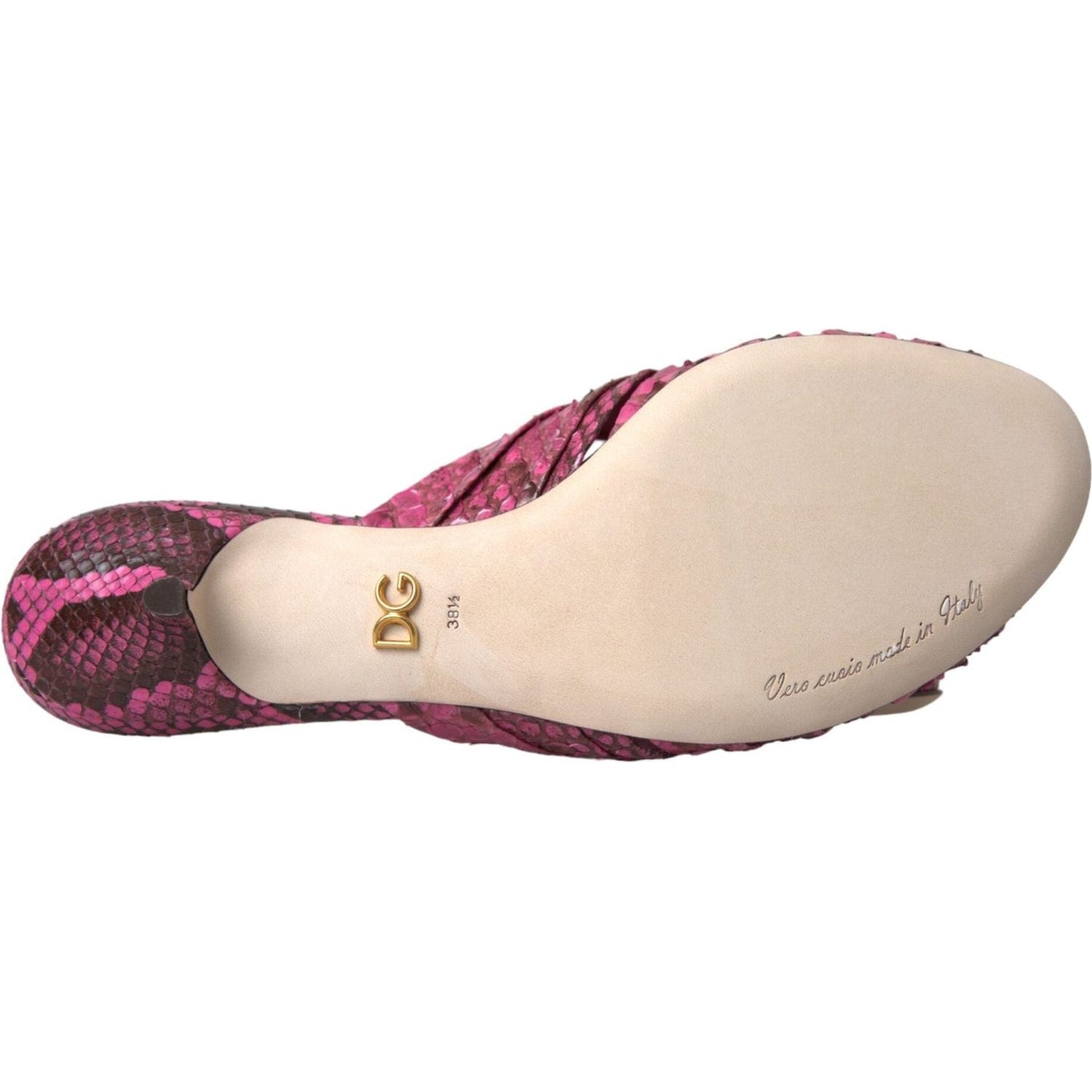 Dolce & Gabbana Pink Exotic Leather Kitten Heels Slides Shoes Dolce & Gabbana Gray
