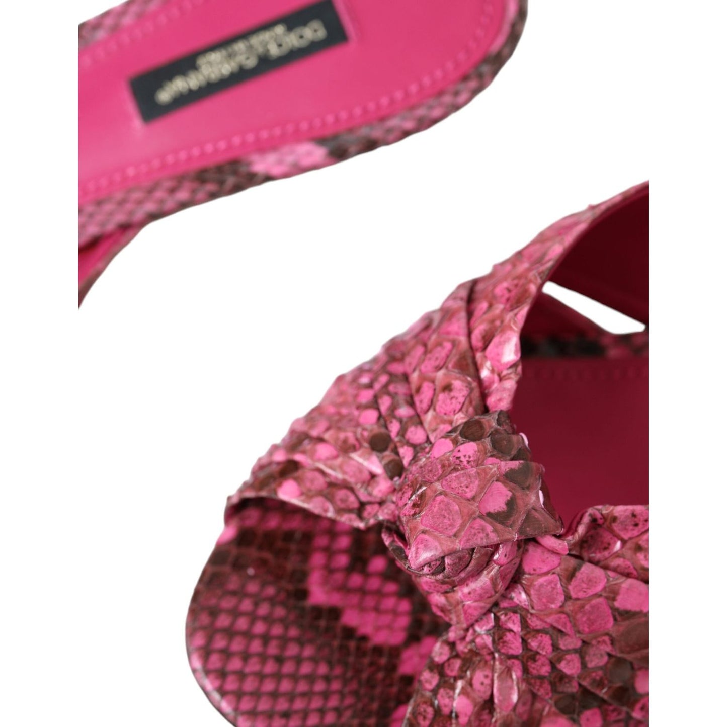 Dolce & Gabbana Pink Exotic Leather Kitten Heels Slides Shoes Dolce & Gabbana Maroon