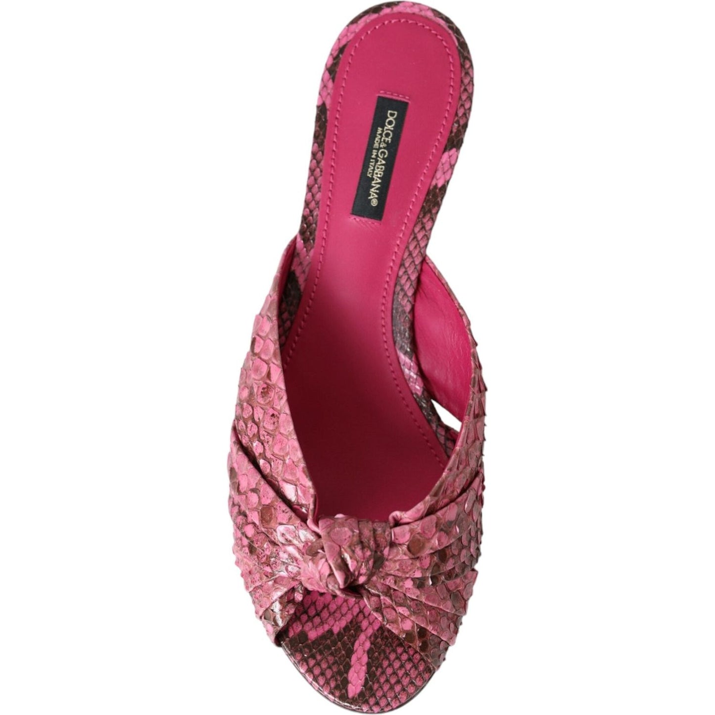 Dolce & Gabbana Pink Exotic Leather Kitten Heels Slides Shoes Dolce & Gabbana Maroon