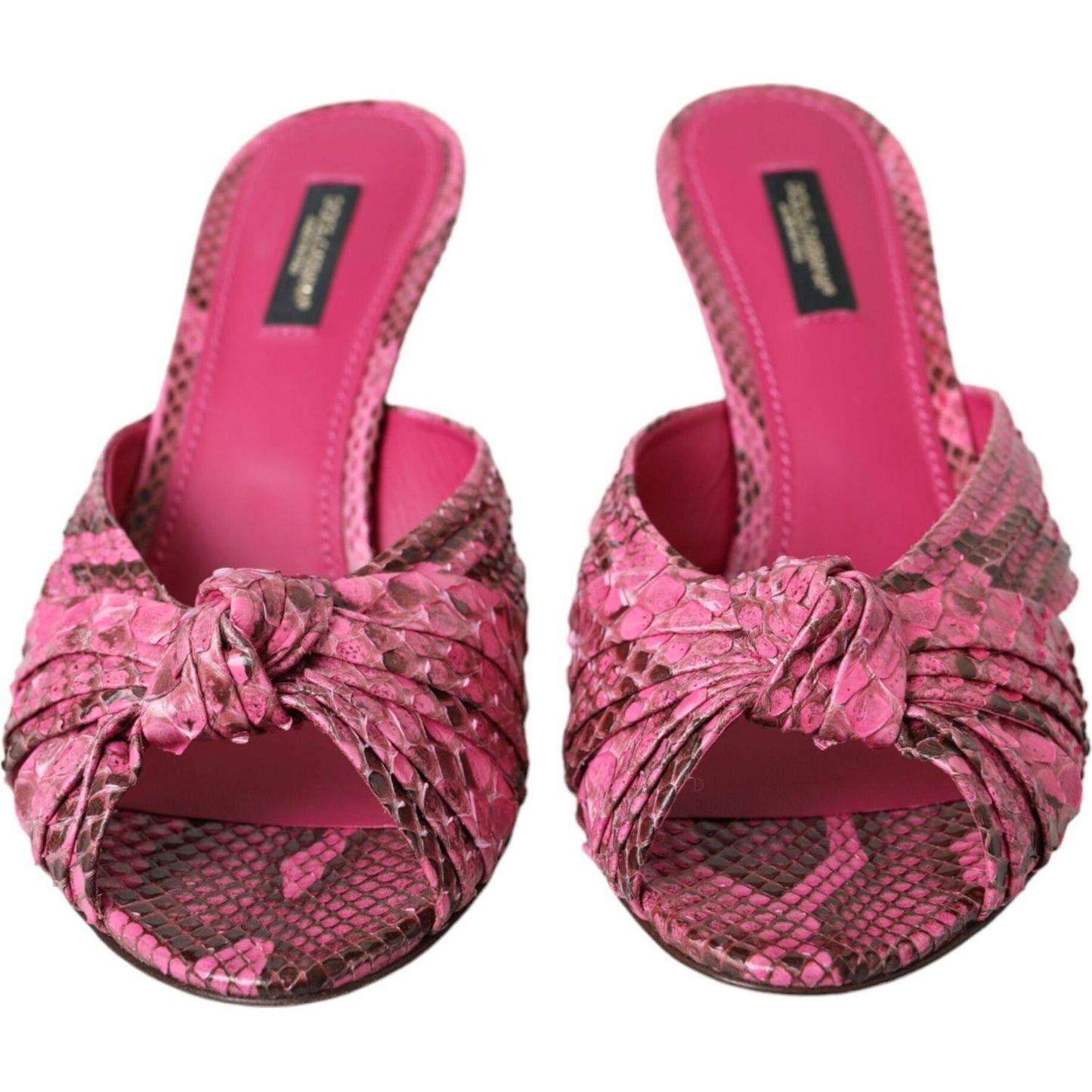 Dolce & Gabbana Pink Exotic Leather Kitten Heels Slides Shoes Dolce & Gabbana Maroon