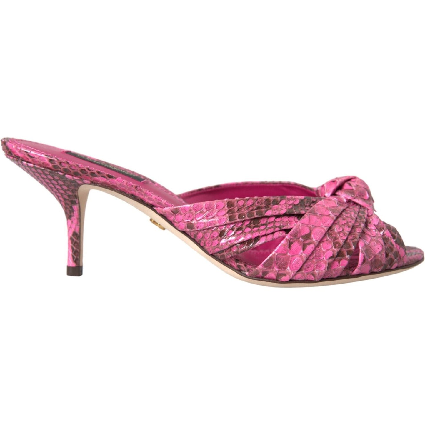 Dolce & Gabbana Pink Exotic Leather Kitten Heels Slides Shoes Dolce & Gabbana Maroon