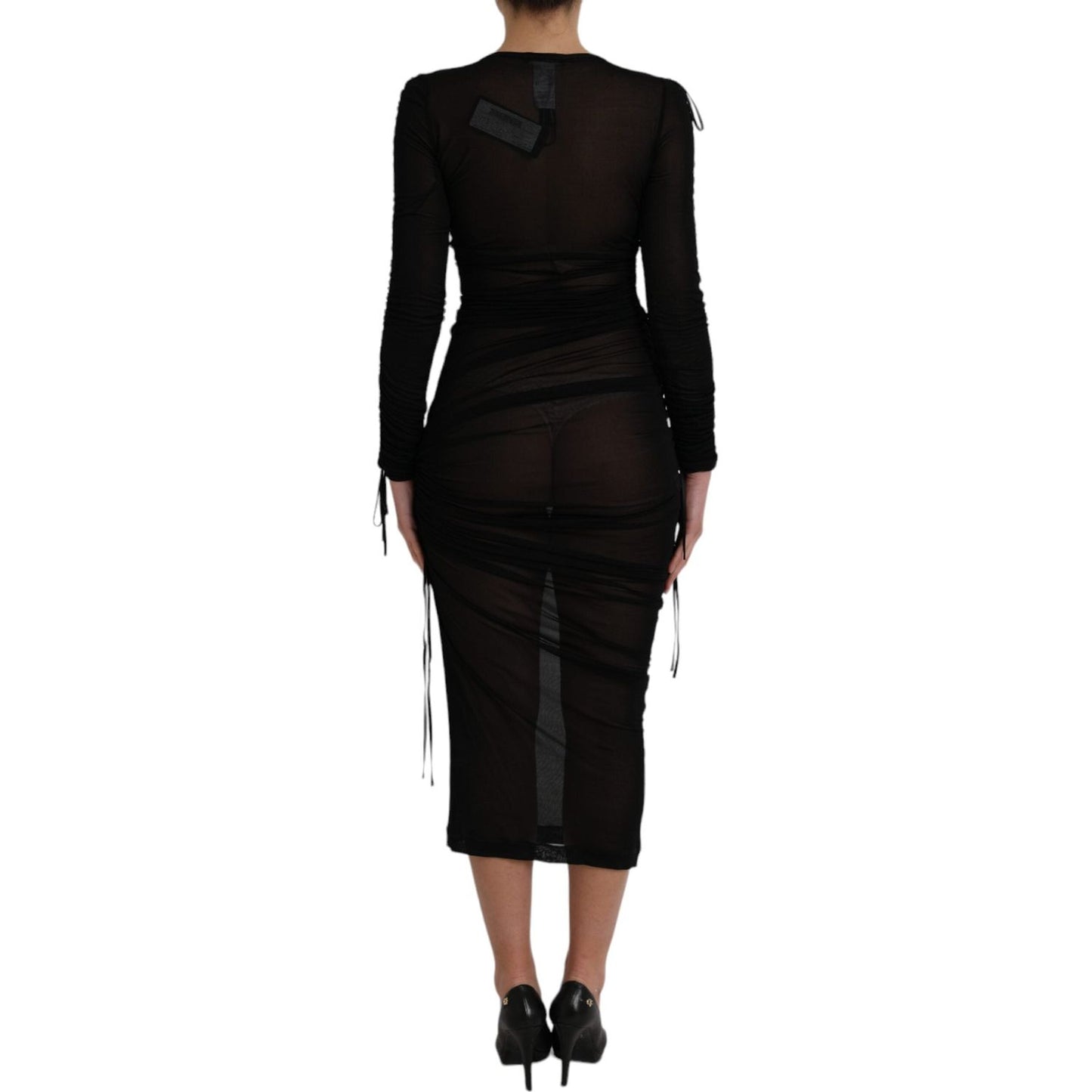 Dolce & Gabbana Black Sheer Bodycon Sheath Midi Dress Dolce & Gabbana Black