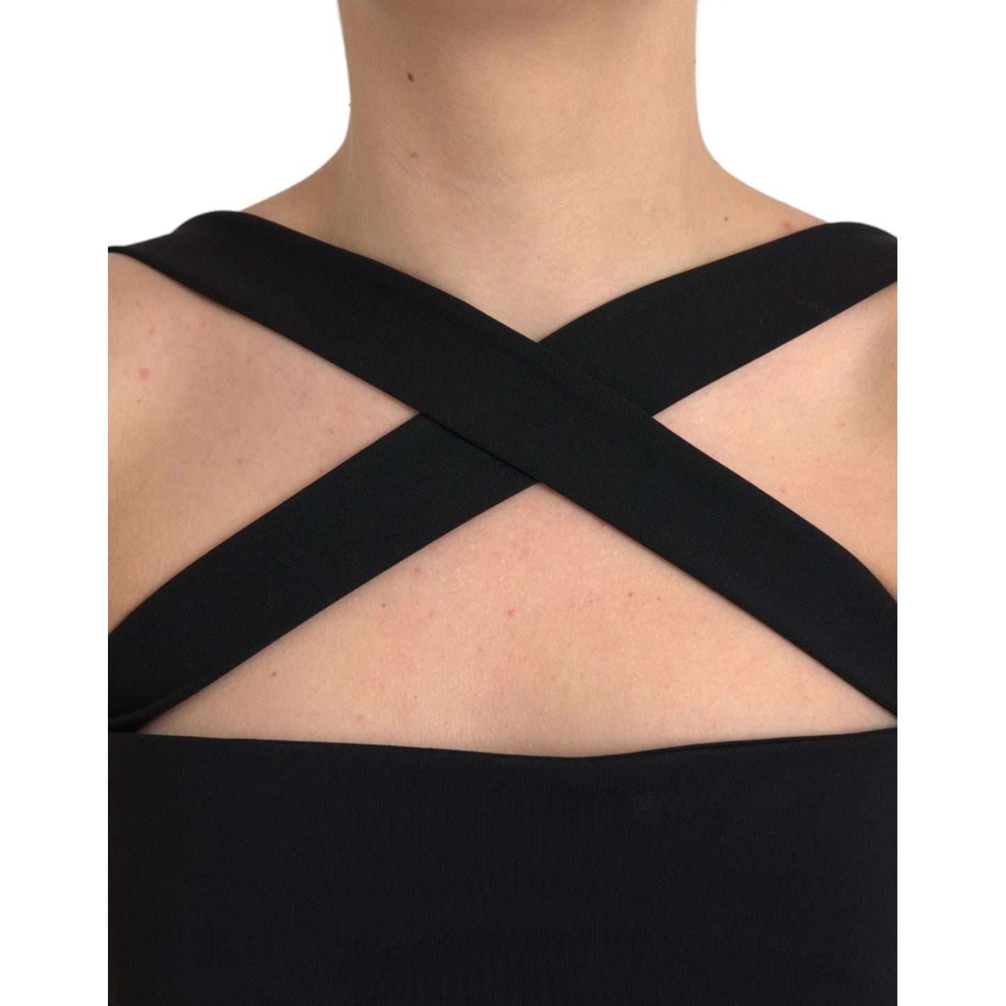 Dolce & Gabbana Black Sheath Halter Sleeveless Midi Dress Dolce & Gabbana Tan