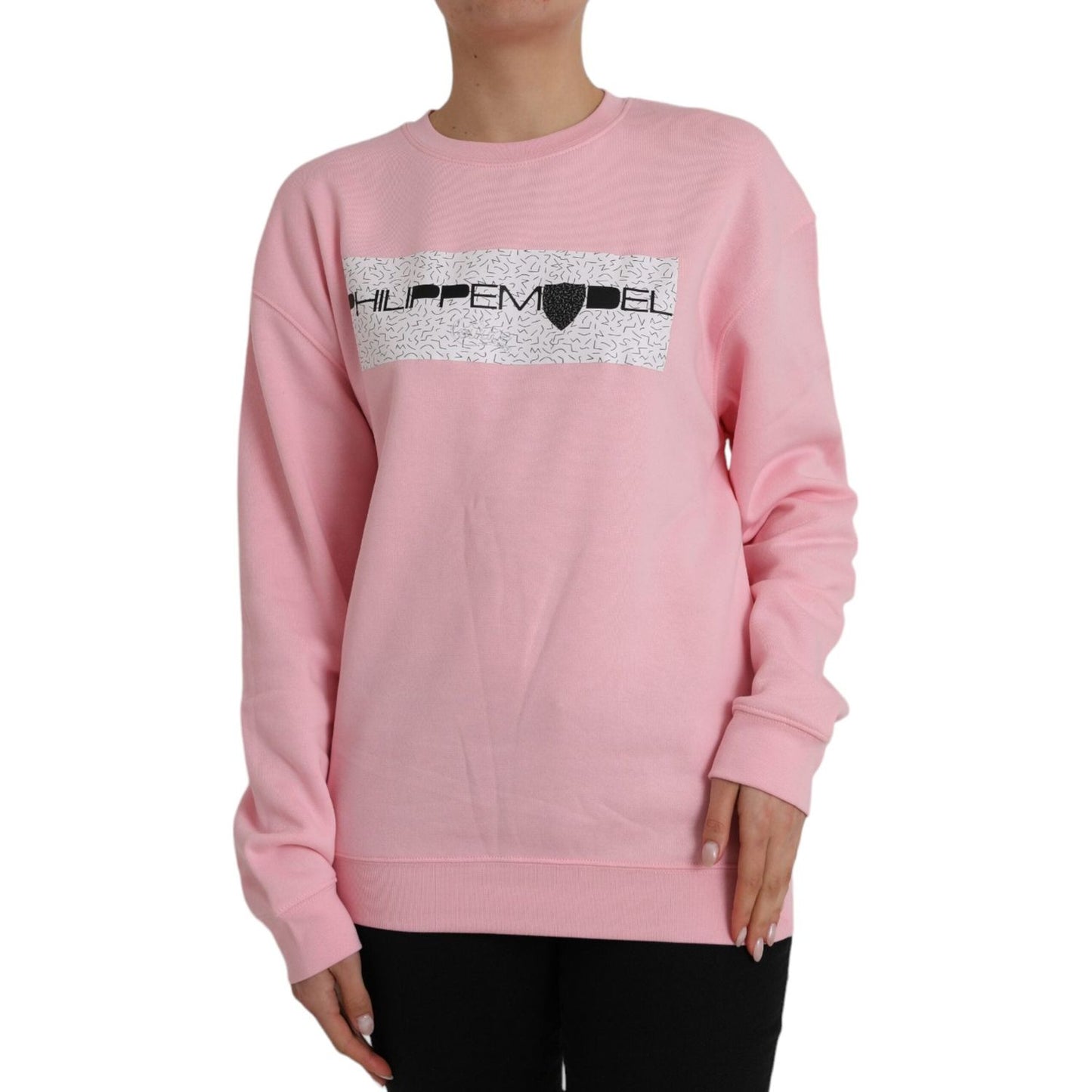 Philippe Model Pink Cotton Logo Print Long Sleeves Pullover Sweater Philippe Model Rosy Brown