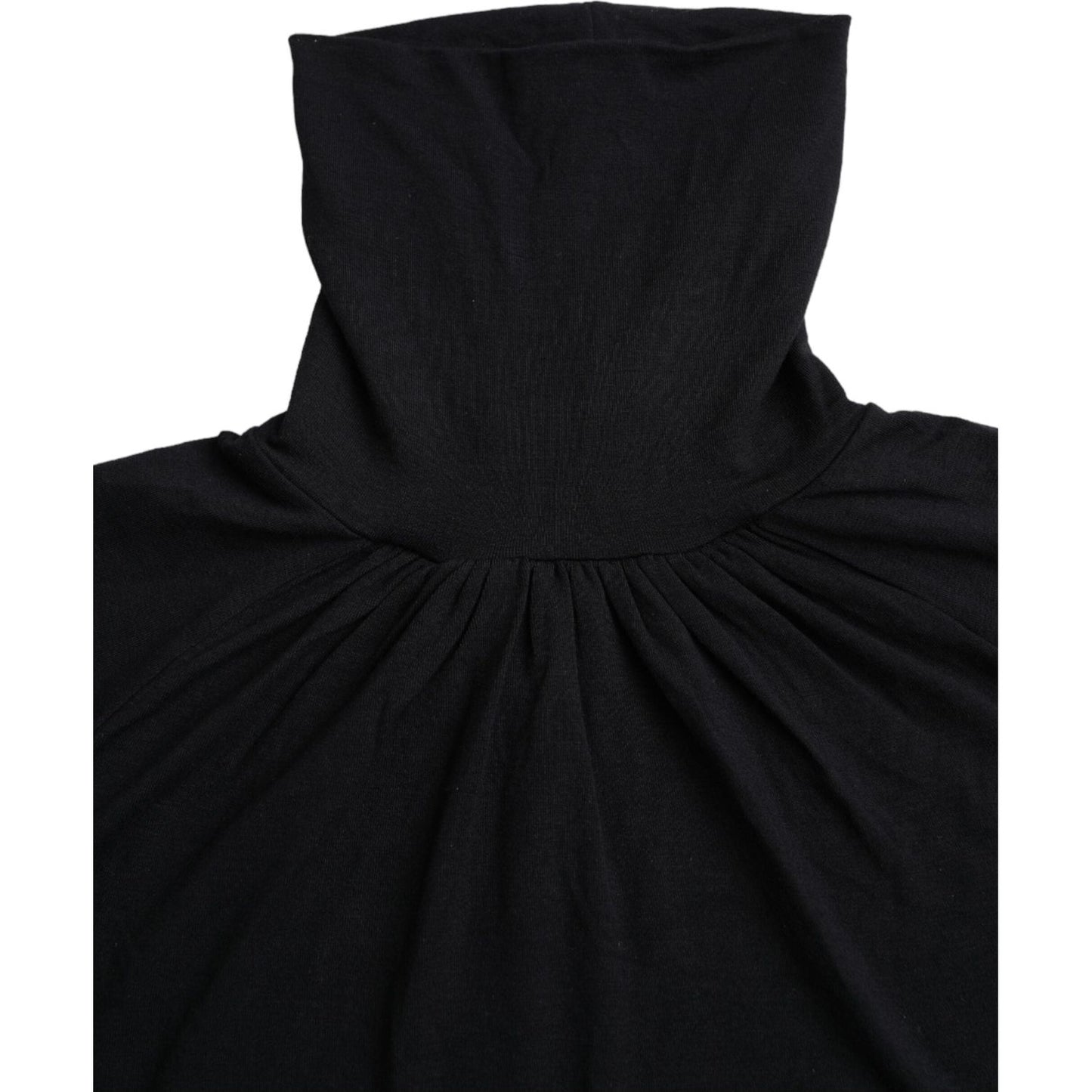 Costume National Black Turtleneck Viscose Short Sleeve Top Costume National Black