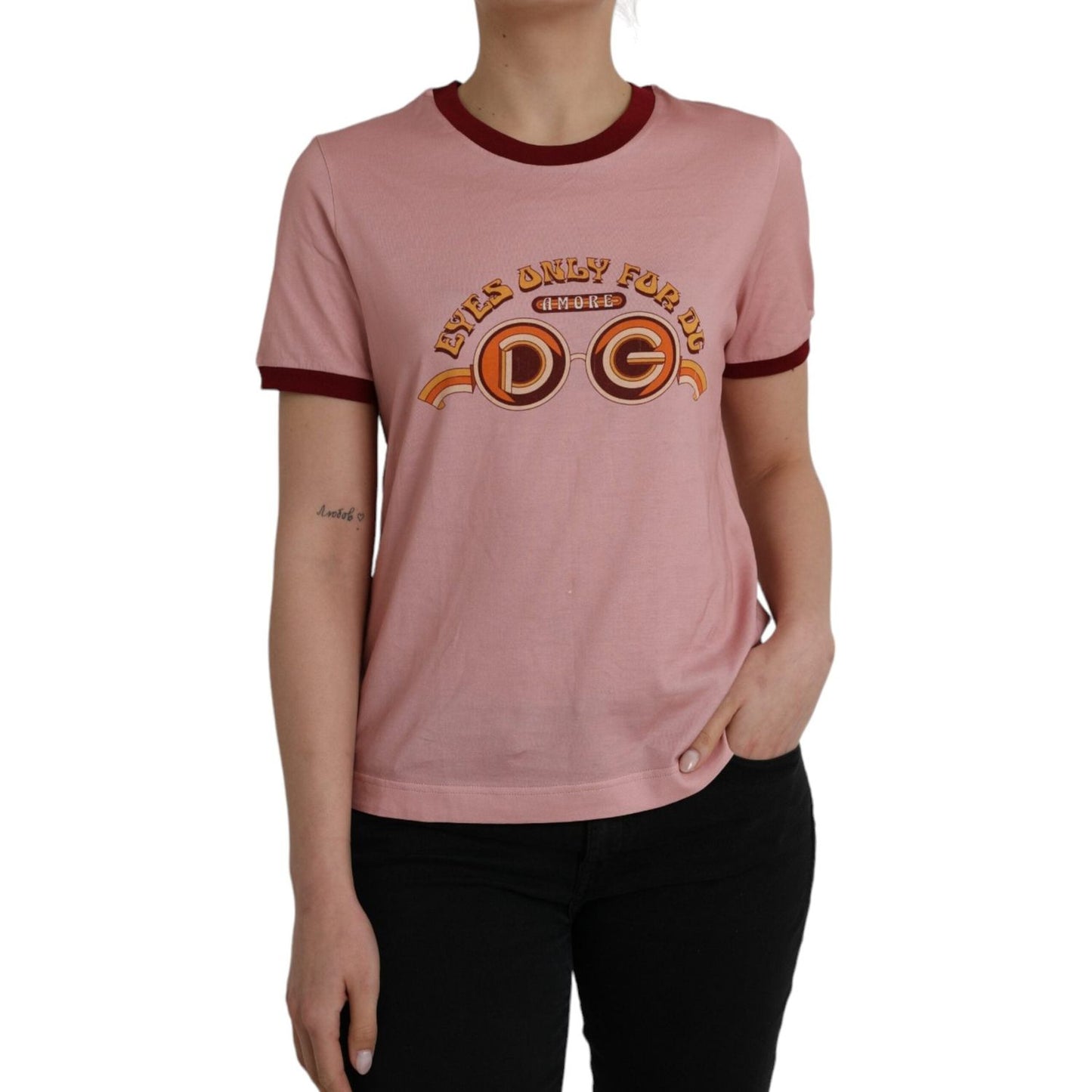 Dolce & Gabbana Pink Cotton Short Sleeves Crew Neck T-shirt Dolce & Gabbana Rosy Brown