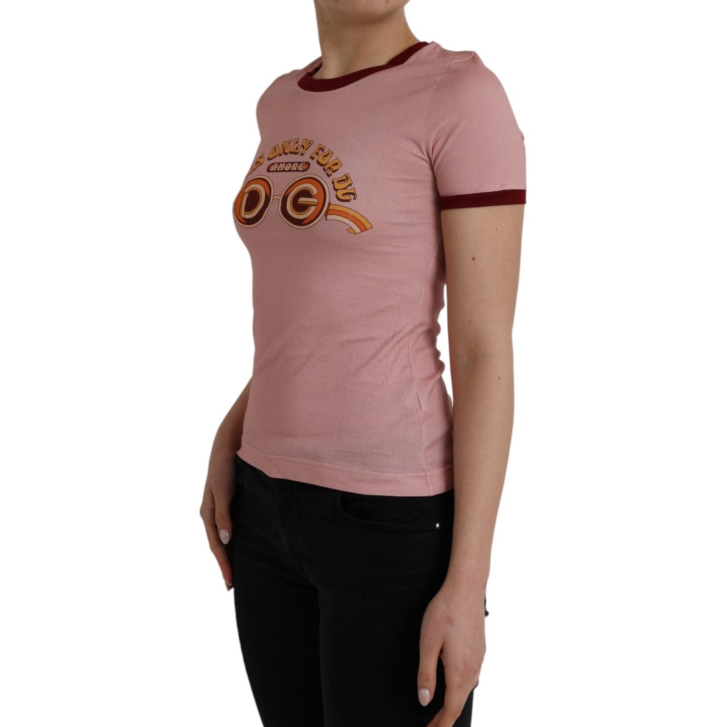 Dolce & Gabbana Pink Cotton Short Sleeves Crew Neck T-shirt Dolce & Gabbana Rosy Brown