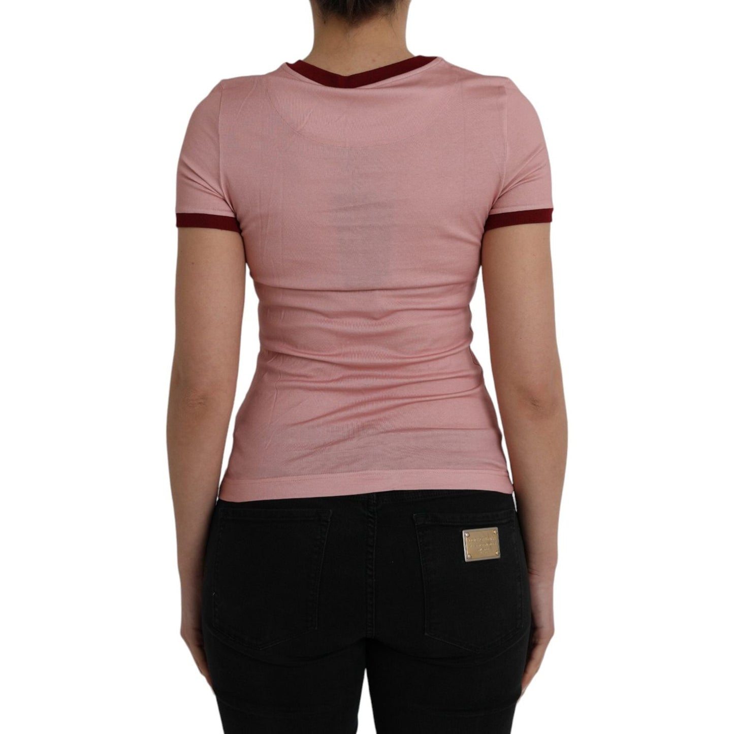 Dolce & Gabbana Pink Cotton Short Sleeves Crew Neck T-shirt Dolce & Gabbana Rosy Brown