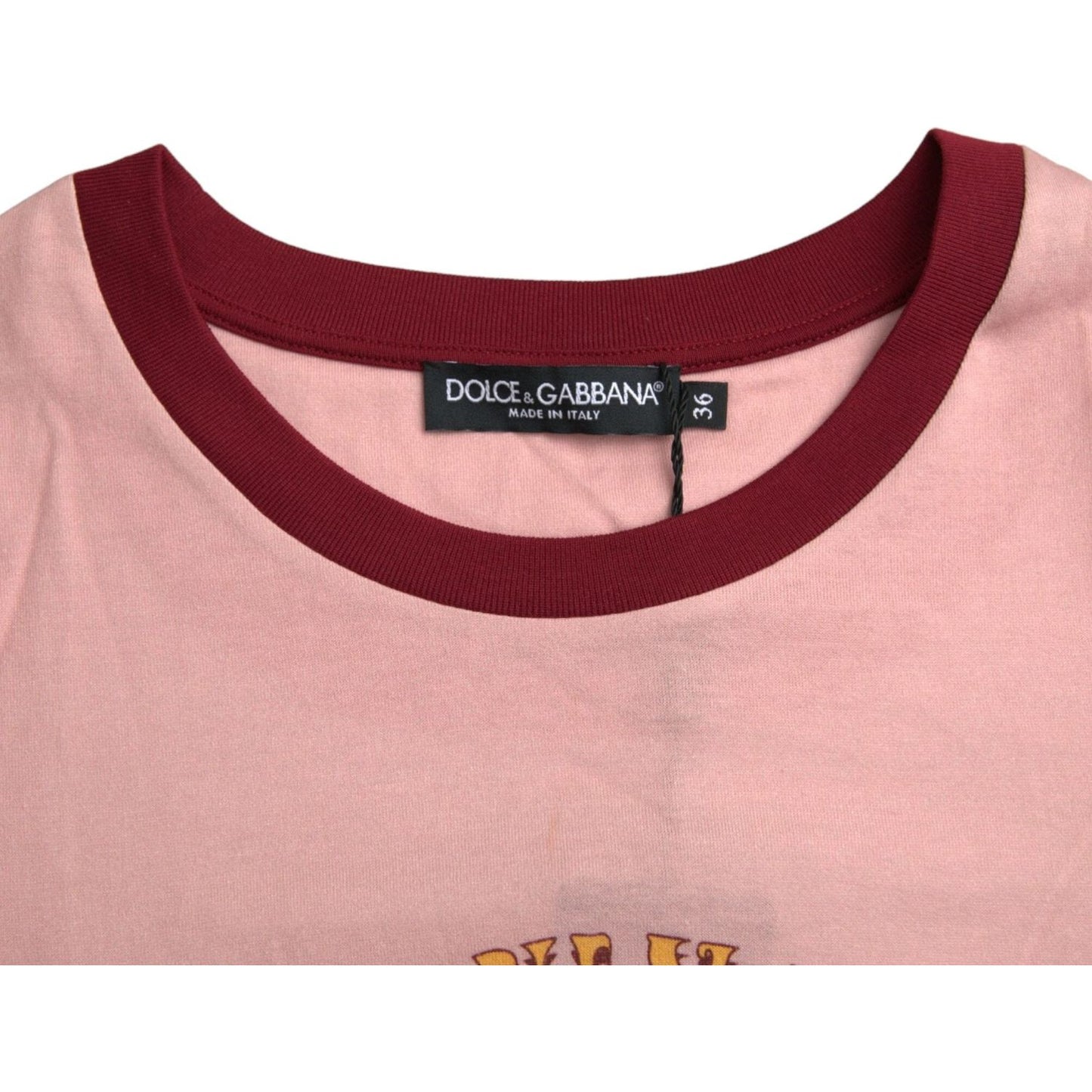 Dolce & Gabbana Pink Cotton Short Sleeves Crew Neck T-shirt Dolce & Gabbana Tan