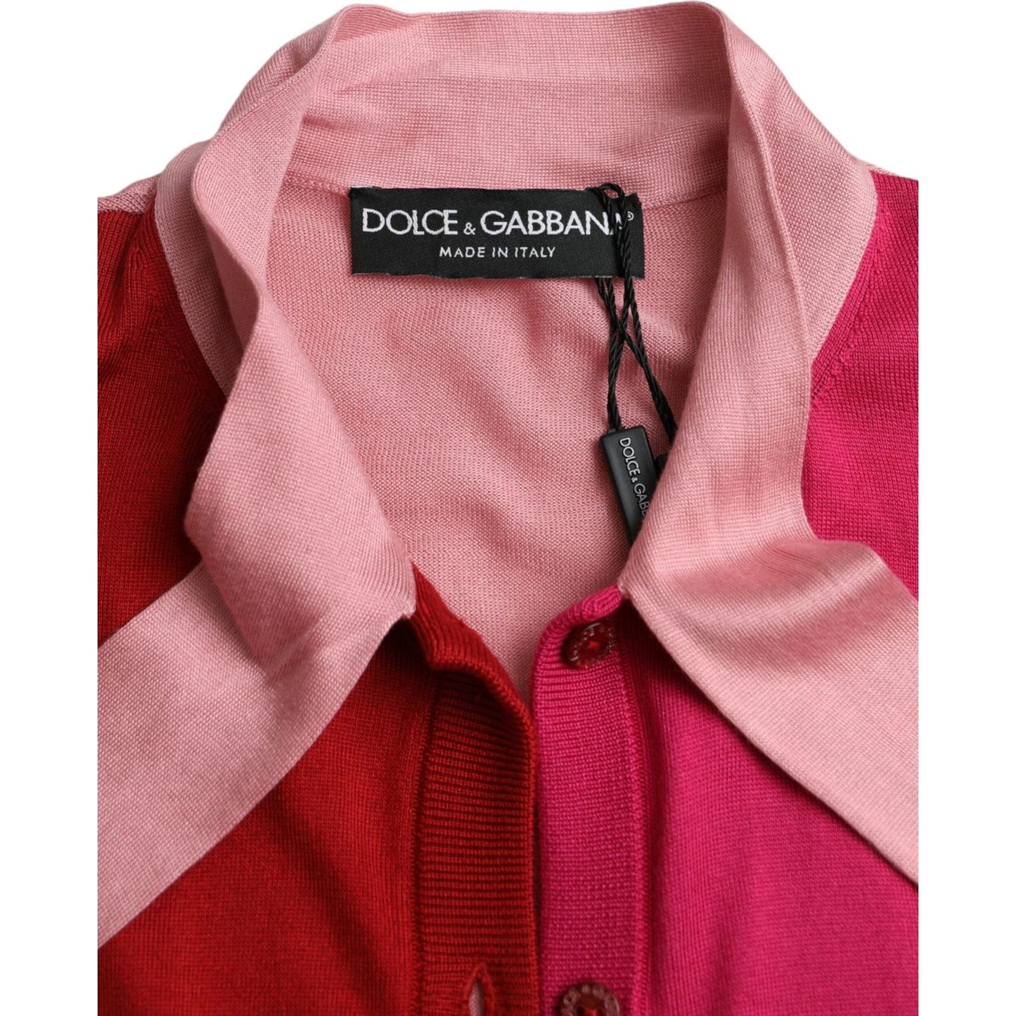 Dolce & Gabbana Pink Short Sleeves Pullover Ascot Collar Top Dolce & Gabbana Rosy Brown