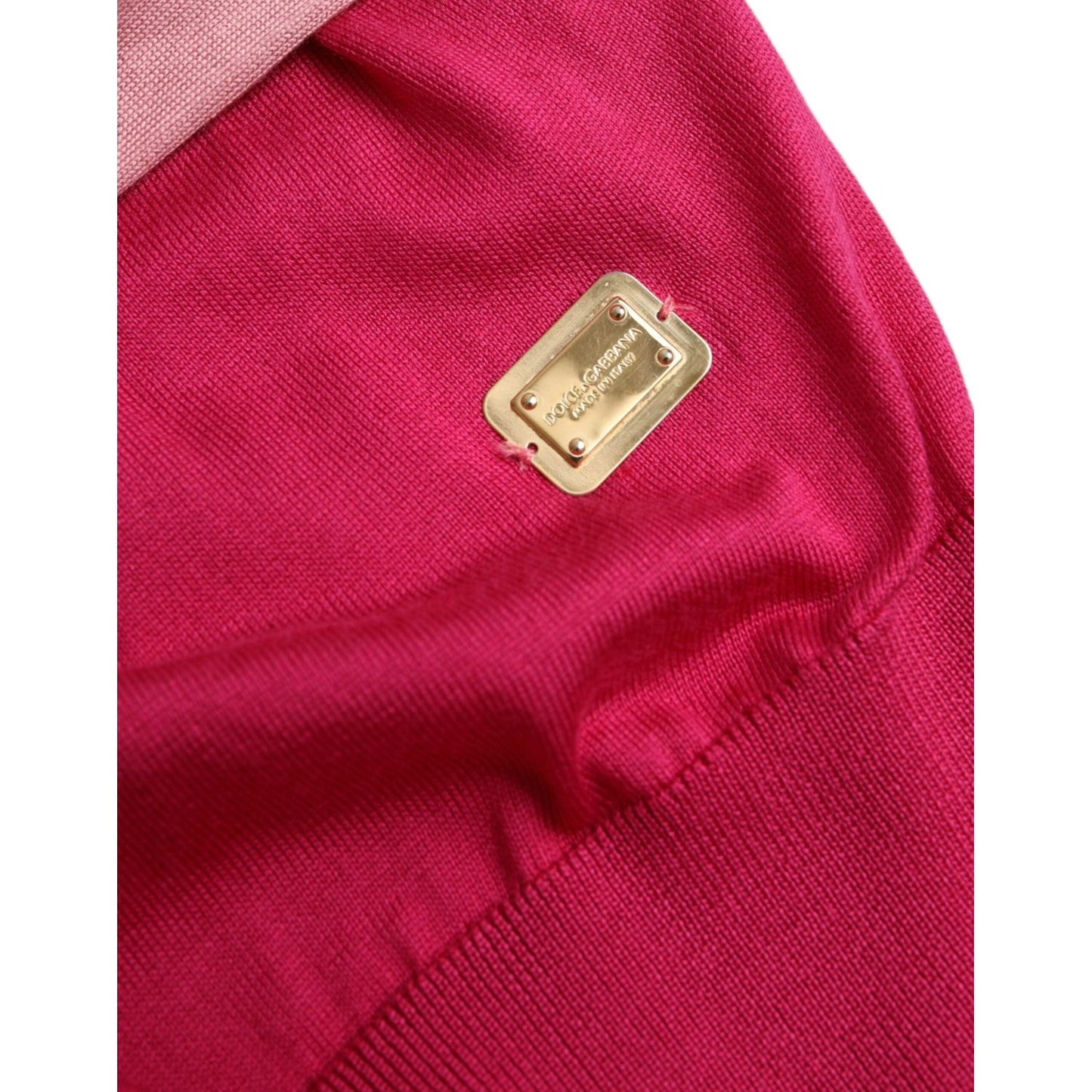 Dolce & Gabbana Pink Short Sleeves Pullover Ascot Collar Top Dolce & Gabbana Brown