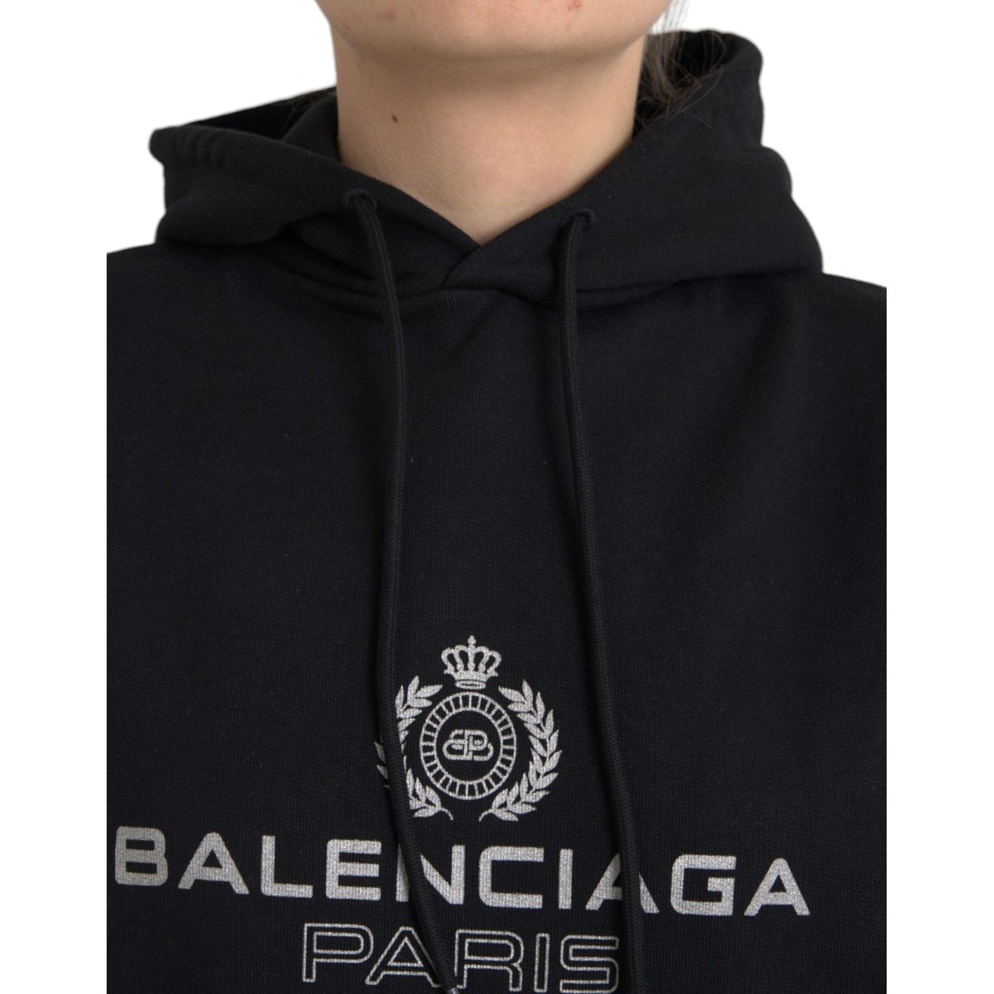 Balenciaga Black Cotton Logo Hooded Pullover Sweatshirt Sweater Balenciaga Black