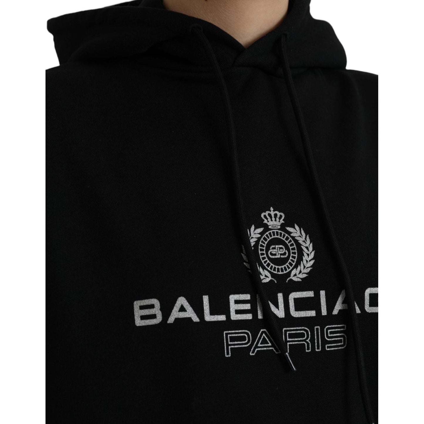 Balenciaga Black Cotton Logo Hooded Pullover Sweatshirt Sweater Balenciaga Black