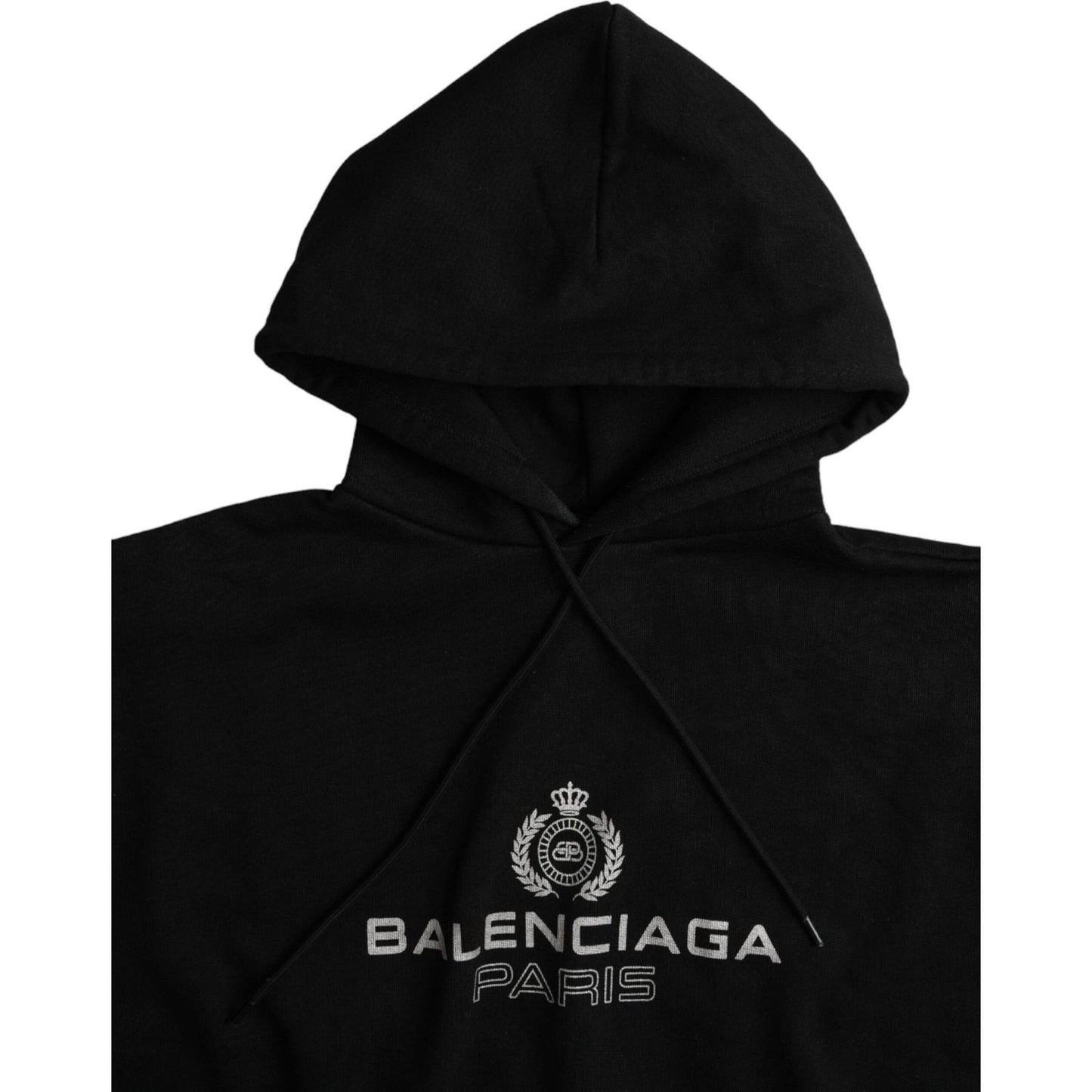 Balenciaga Black Cotton Logo Hooded Pullover Sweatshirt Sweater Balenciaga Black
