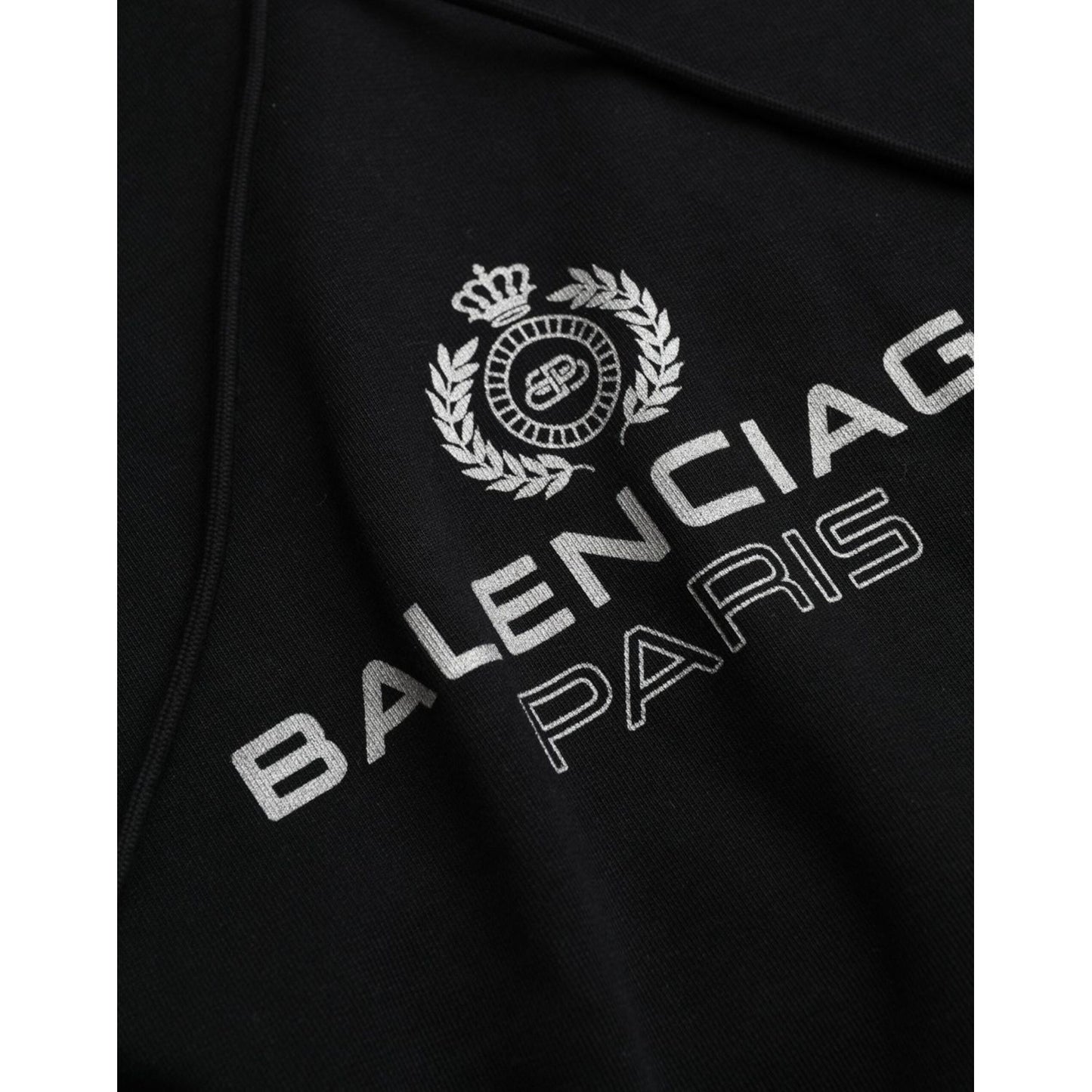 Balenciaga Black Cotton Logo Hooded Pullover Sweatshirt Sweater Balenciaga Black