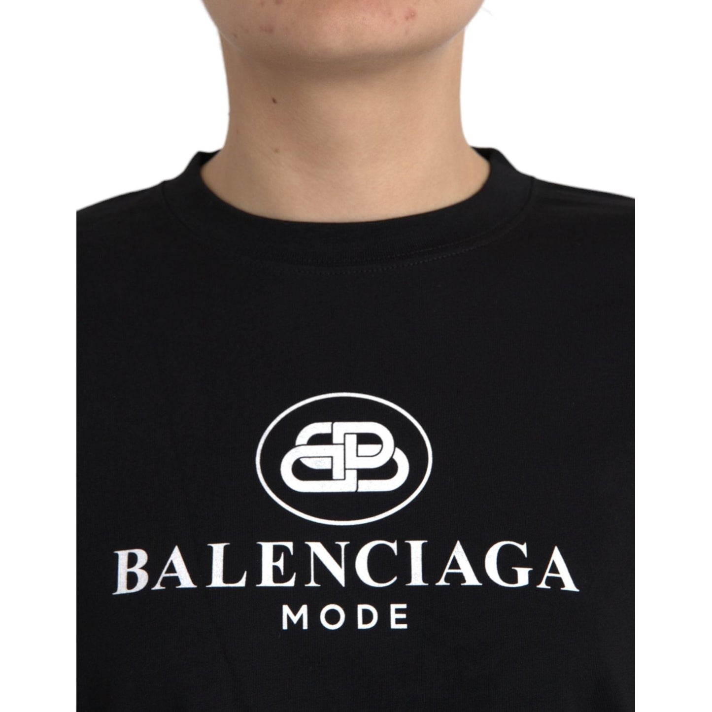 Balenciaga Black Cotton Logo Crew Neck Short Sleeves T-shirt Balenciaga Rosy Brown