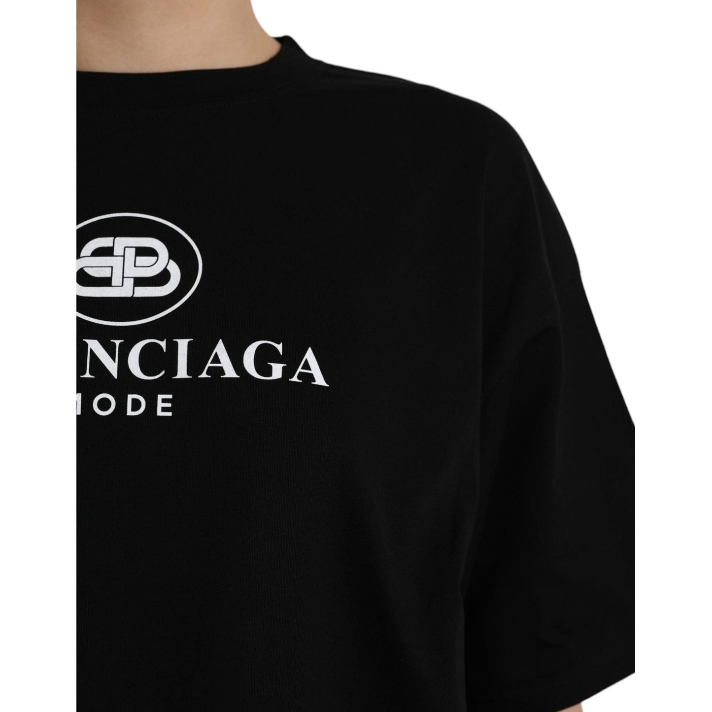 Balenciaga Black Cotton Logo Crew Neck Short Sleeves T-shirt Balenciaga Black