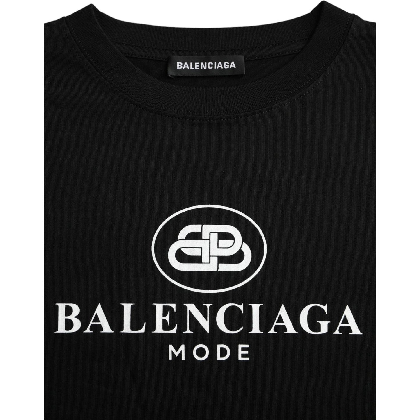 Balenciaga Black Cotton Logo Crew Neck Short Sleeves T-shirt Balenciaga Black