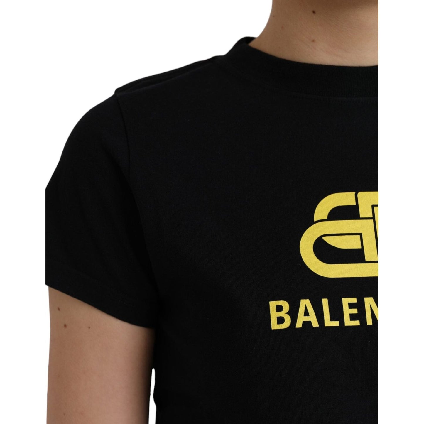 Balenciaga Black Cotton Logo Crew Neck Short Sleeves T-shirt Balenciaga Dark Khaki