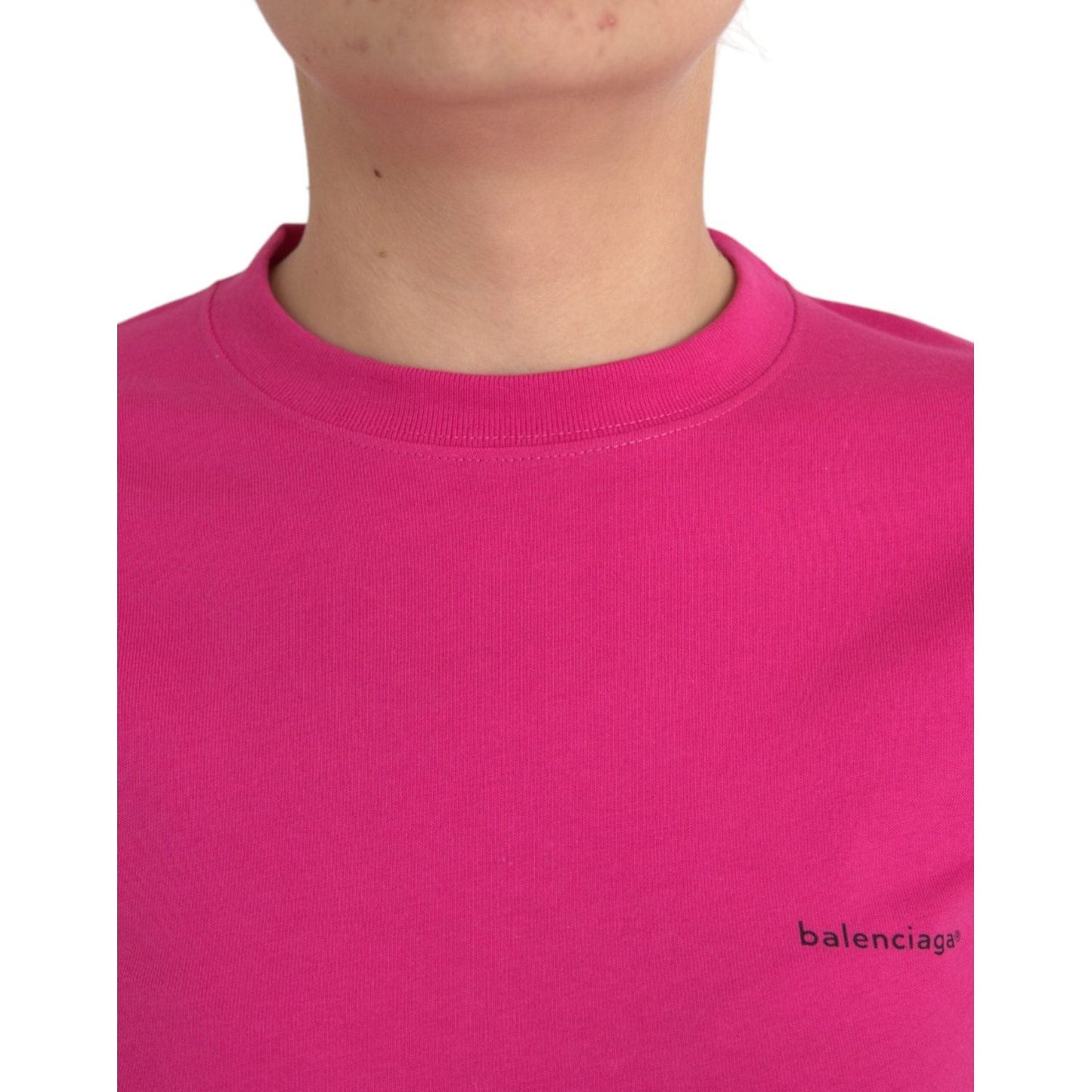 Balenciaga Pink Cotton Crew Neck Short Sleeves Tee Top T-shirt Balenciaga Maroon