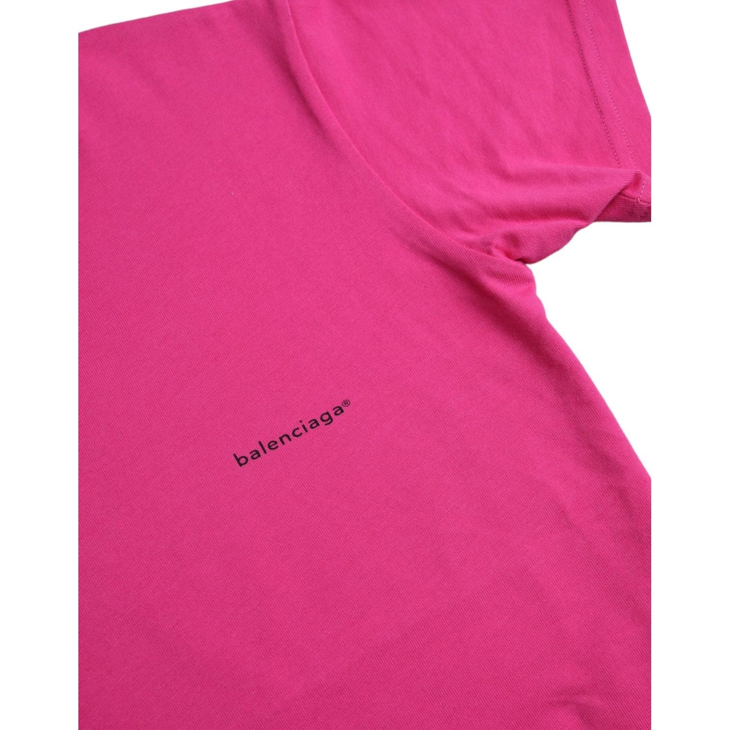 Balenciaga Pink Cotton Crew Neck Short Sleeves Tee Top T-shirt Balenciaga Violet Red