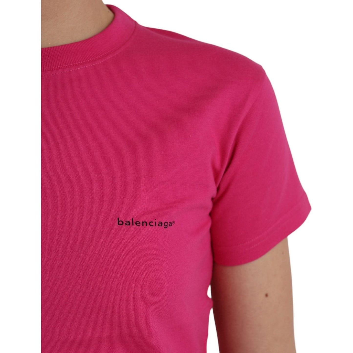 Balenciaga Pink Cotton Crew Neck Short Sleeves Tee Top T-shirt Balenciaga Maroon