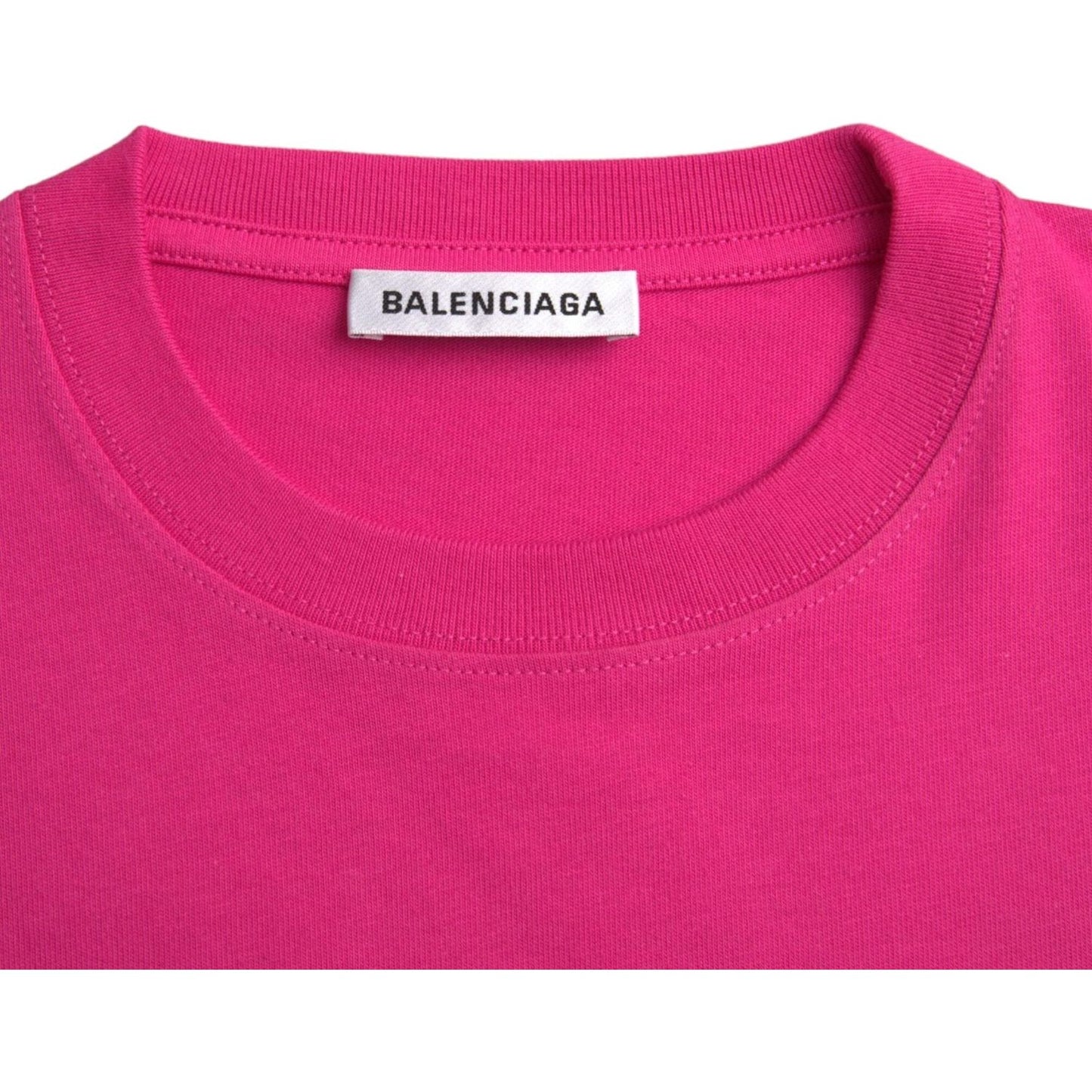 Balenciaga Pink Cotton Crew Neck Short Sleeves Tee Top T-shirt Balenciaga Violet Red