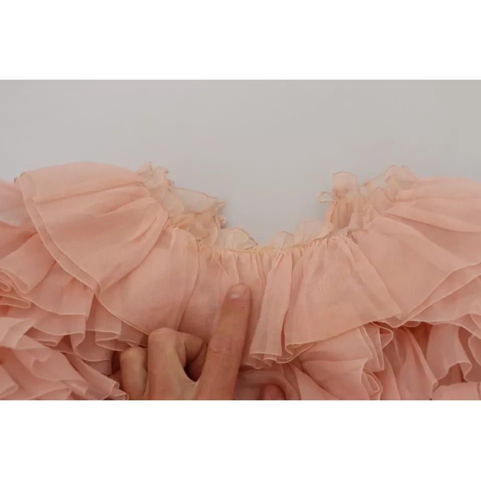 Dolce & Gabbana Pink Ruffles Long Sleeves Pullover Sweater Dolce & Gabbana Rosy Brown