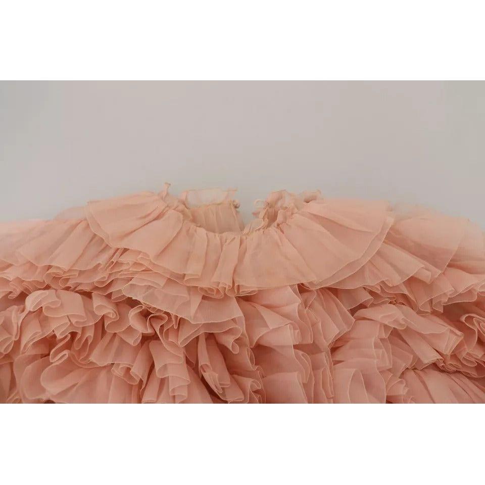 Dolce & Gabbana Pink Ruffles Long Sleeves Pullover Sweater Dolce & Gabbana Rosy Brown