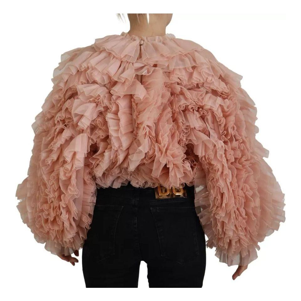 Dolce & Gabbana Pink Ruffles Long Sleeves Pullover Sweater Dolce & Gabbana Rosy Brown