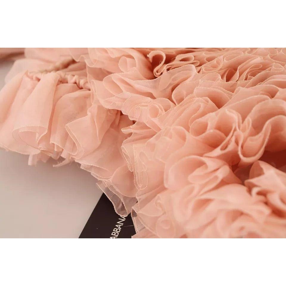 Dolce & Gabbana Pink Ruffles Long Sleeves Pullover Sweater Dolce & Gabbana Tan