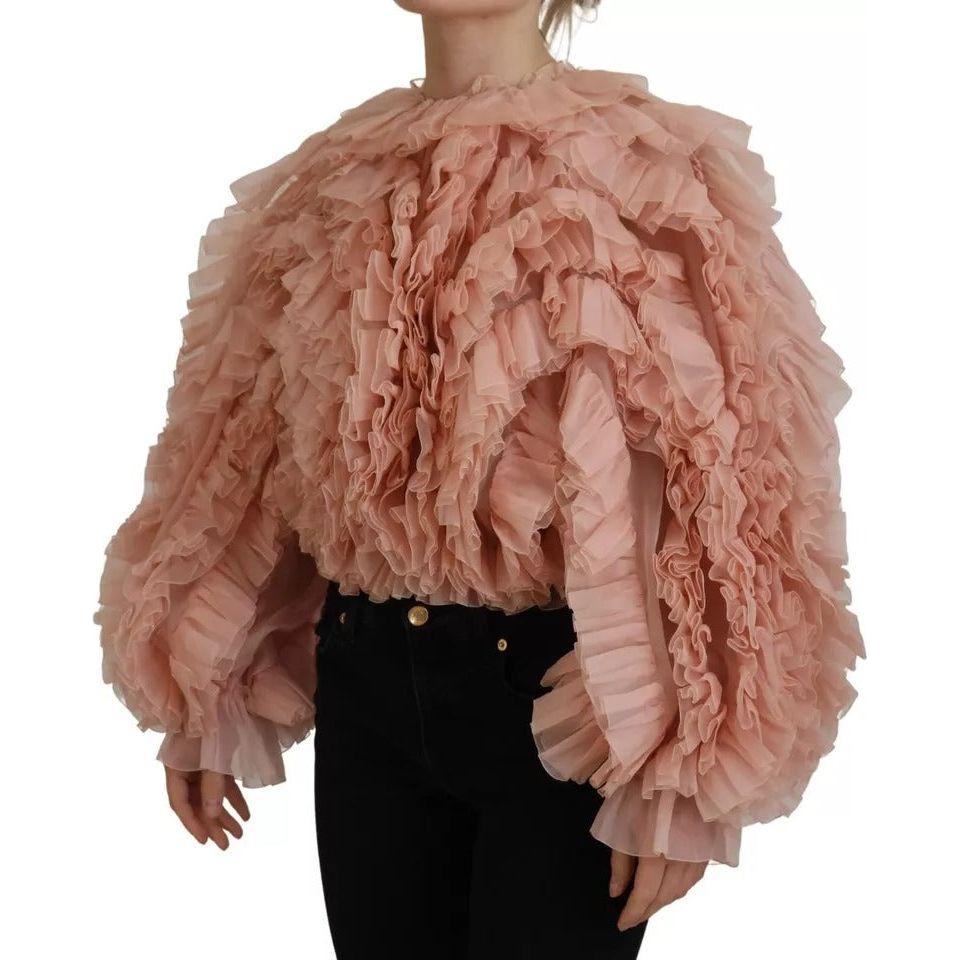 Dolce & Gabbana Pink Ruffles Long Sleeves Pullover Sweater Dolce & Gabbana Sienna