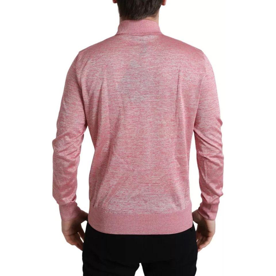 Dolce & Gabbana Pink Polyester Collared Men Pullover Sweater Dolce & Gabbana Rosy Brown